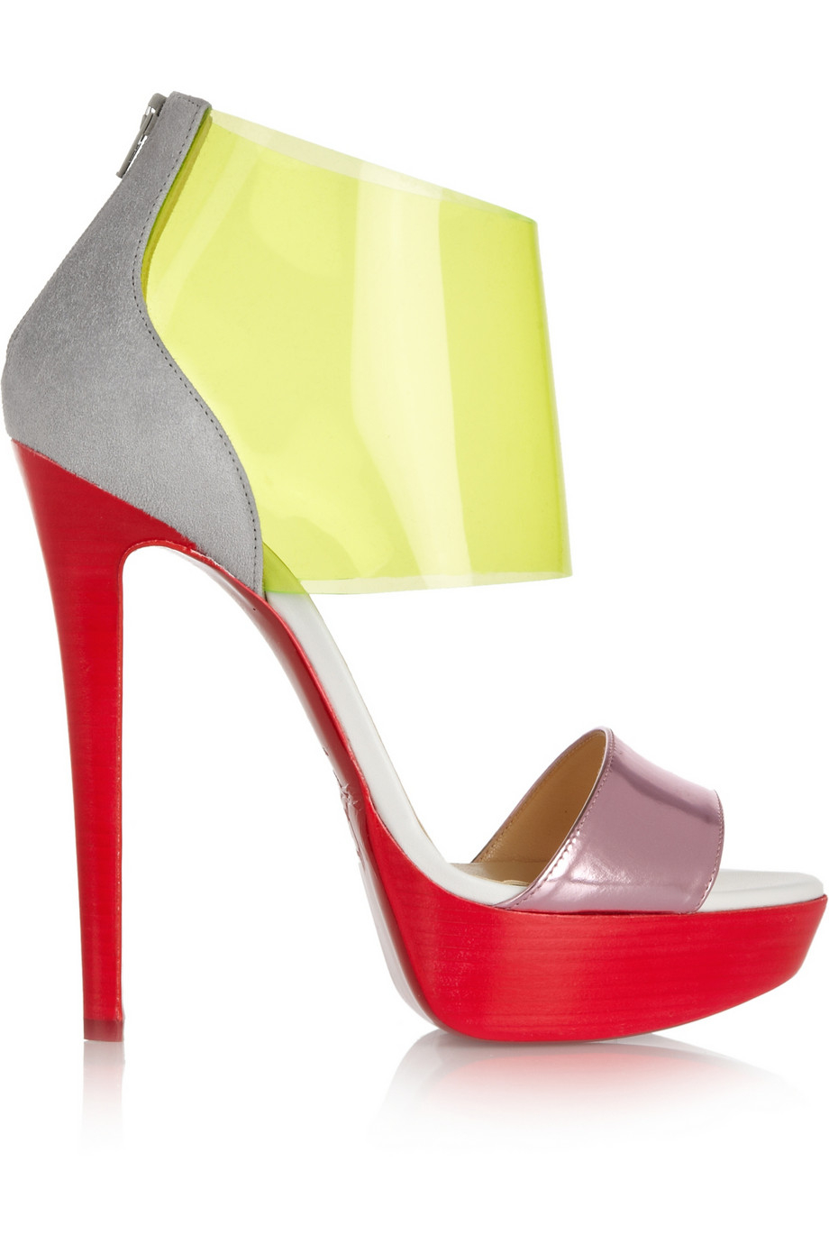 Lyst Christian Louboutin Pvc And Suede Sandals in Yellow