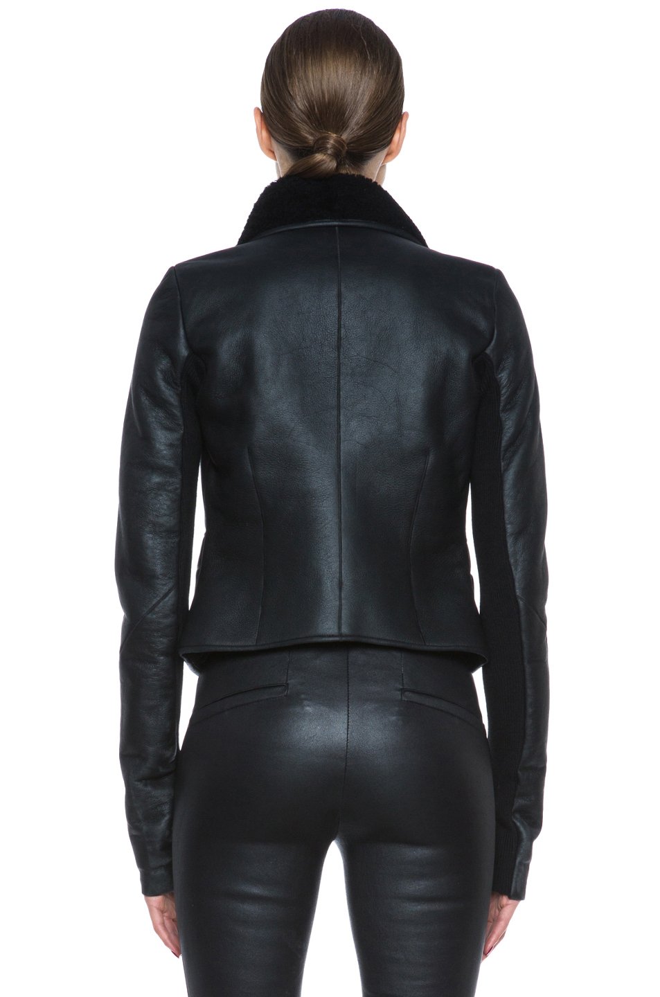 Rick Owens Biker Leather and Shearling Jacket in Black - Lyst