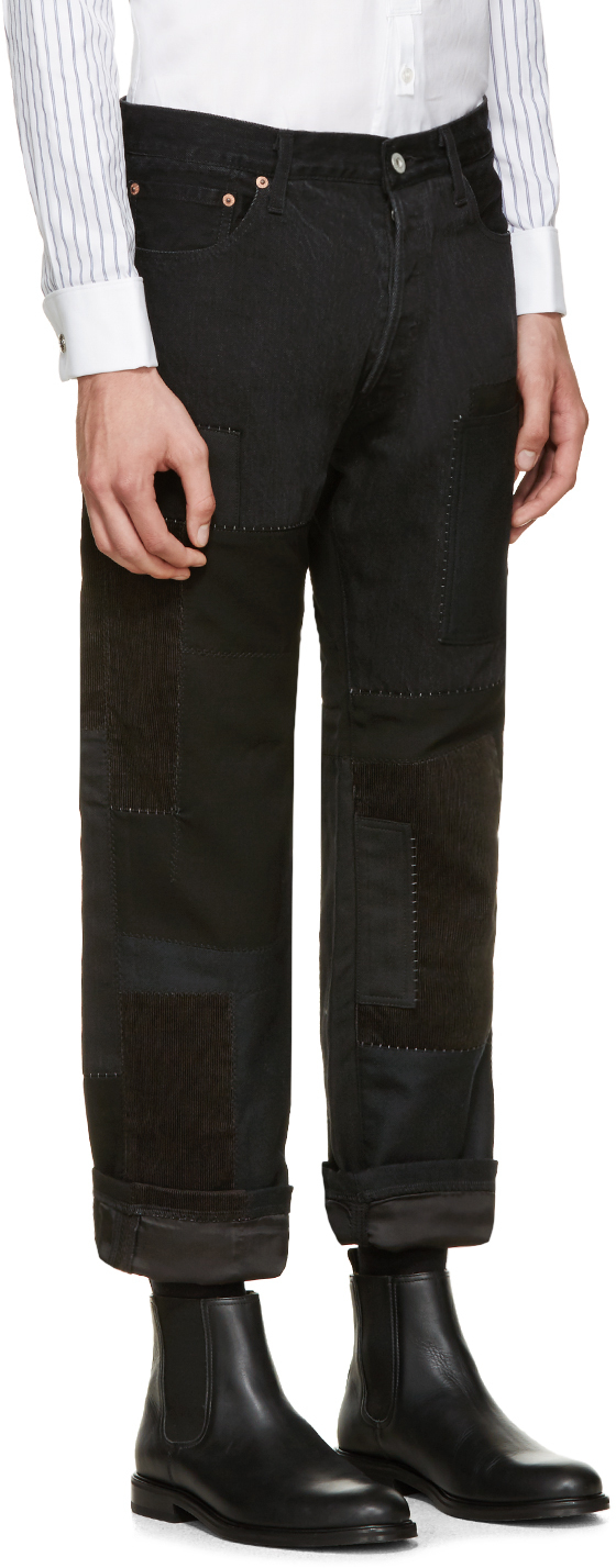 Junya Watanabe Black Patch Jeans for Men Lyst