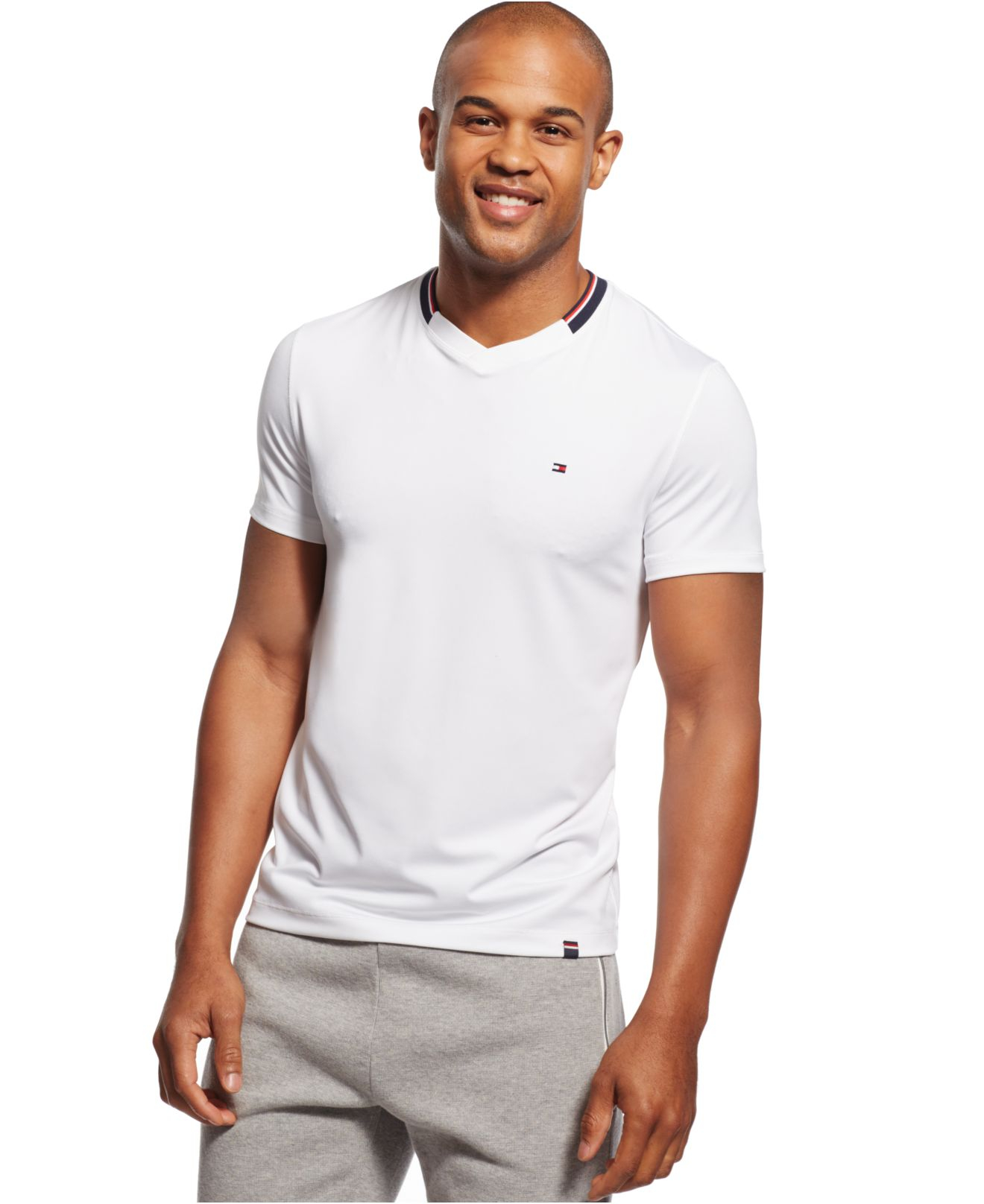 tommy hilfiger white v neck t shirt