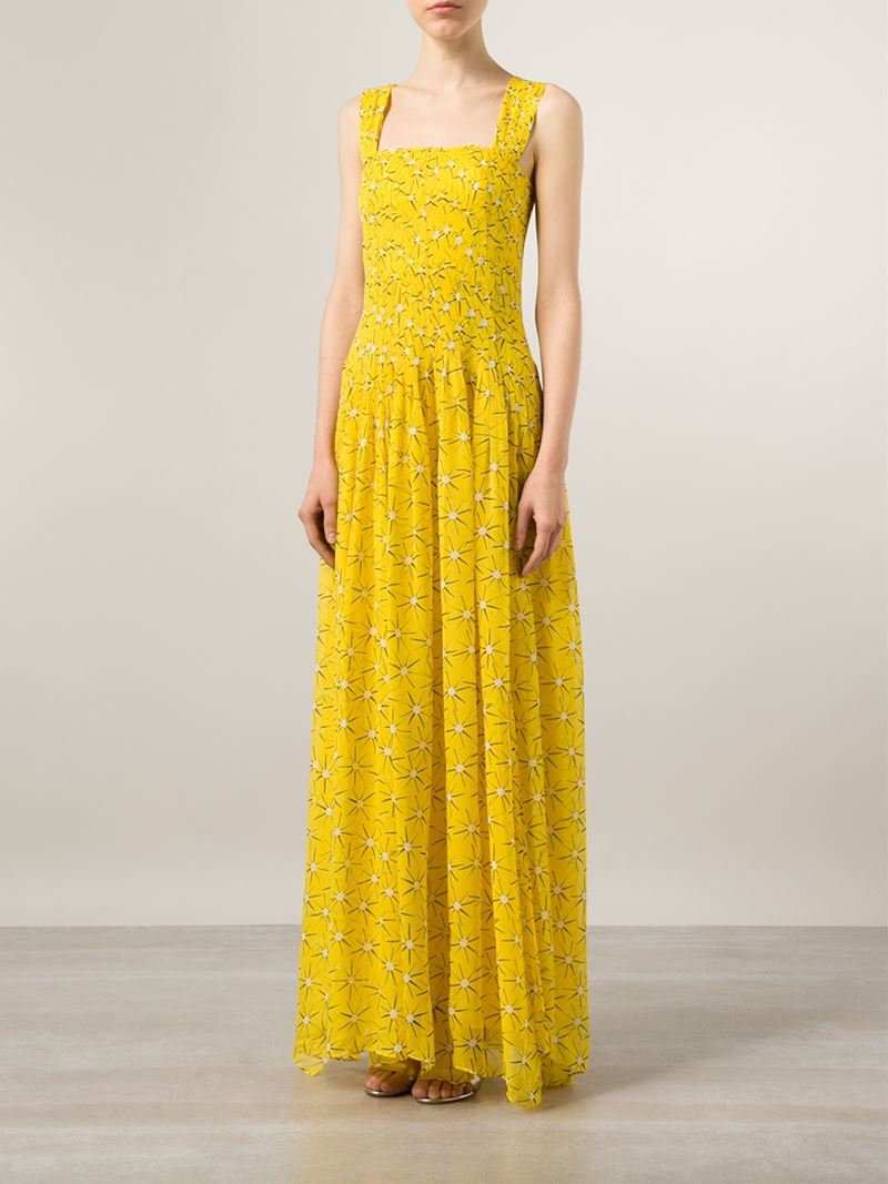 Diane von Furstenberg 'lillie' Pleated Chiffon Dress in Yellow | Lyst