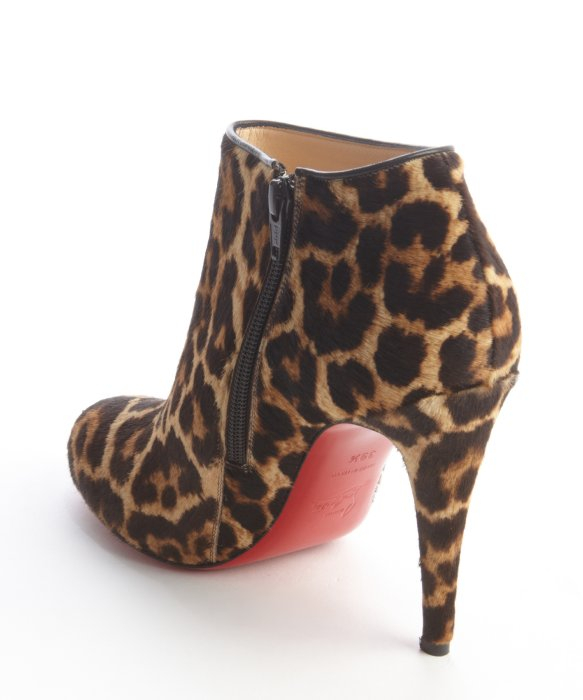 christian louboutin booties Brown and red pony hair lace detail ...