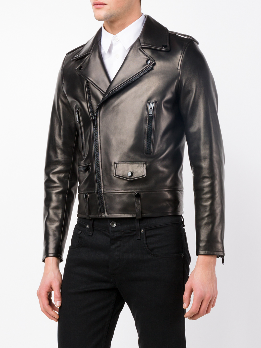 leather jacket with black hardware