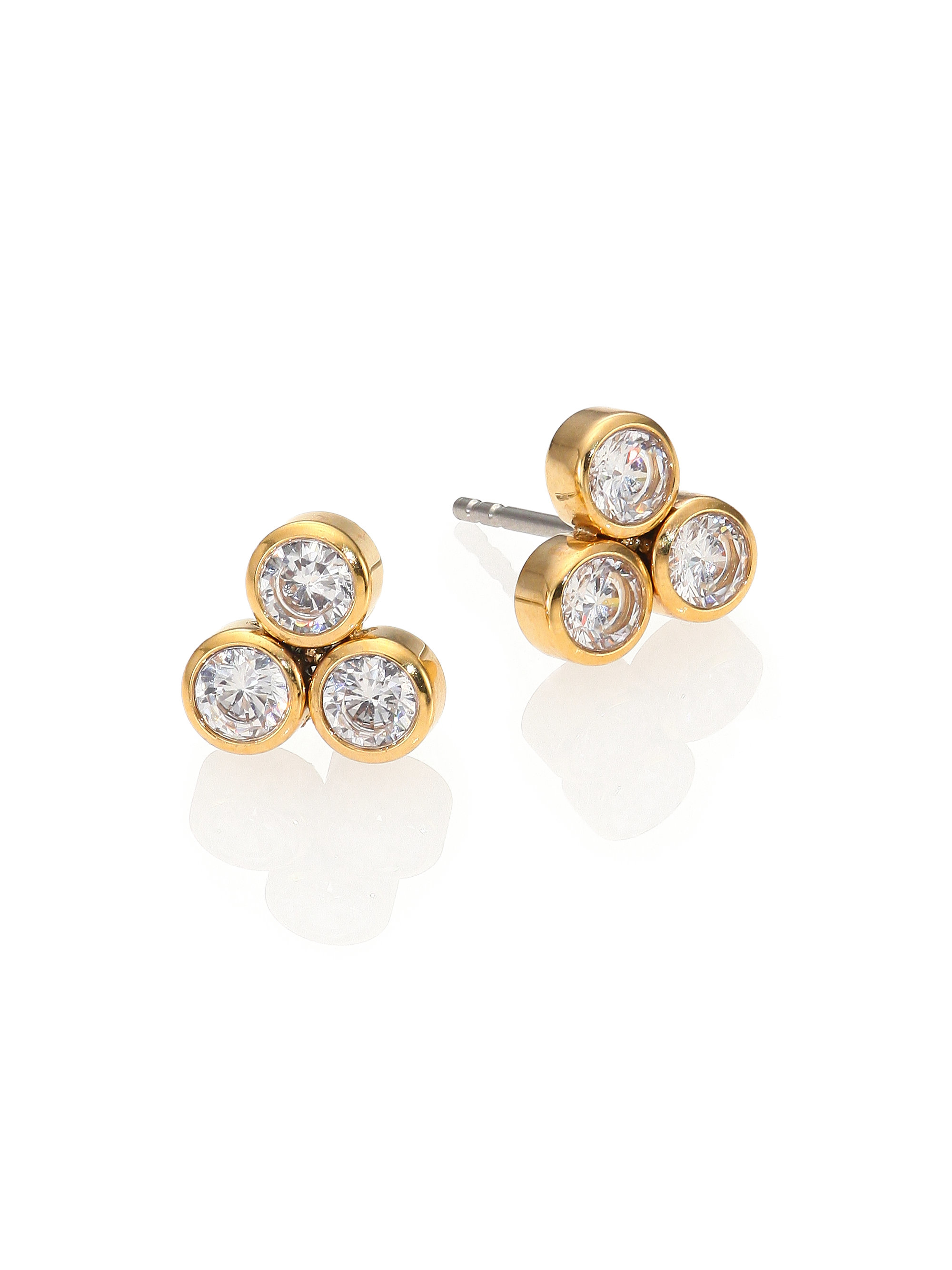 Lyst Michael Kors Park Avenue Three Stone Stud Earrings In Metallic Gallery