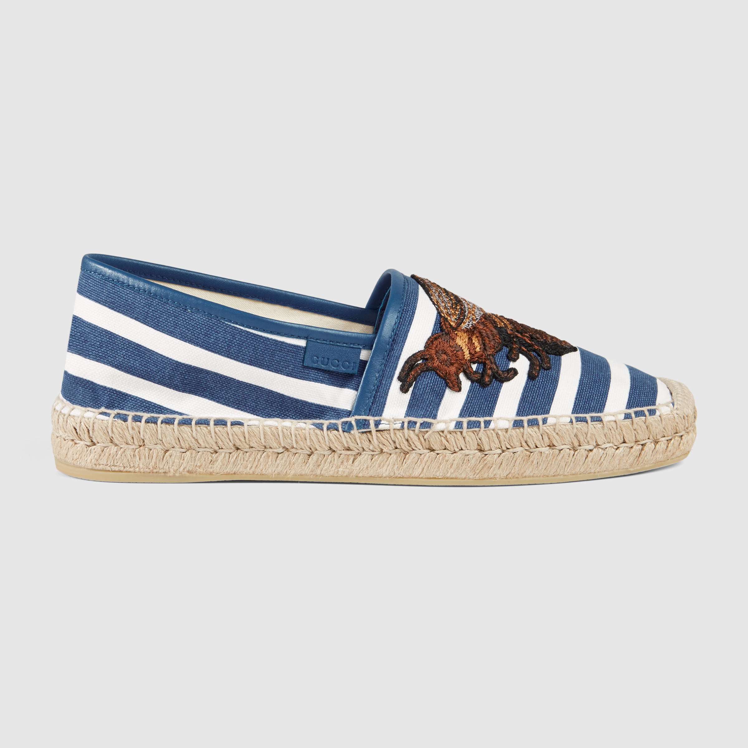 blue and white striped espadrilles