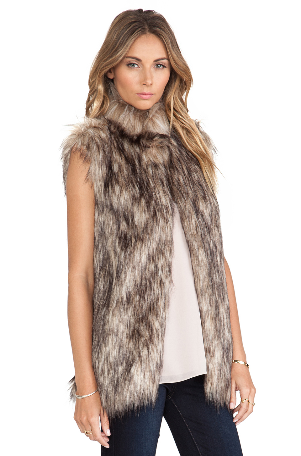Lovers + friends Camille Faux Fur Vest in Brown (Mocha) Lyst