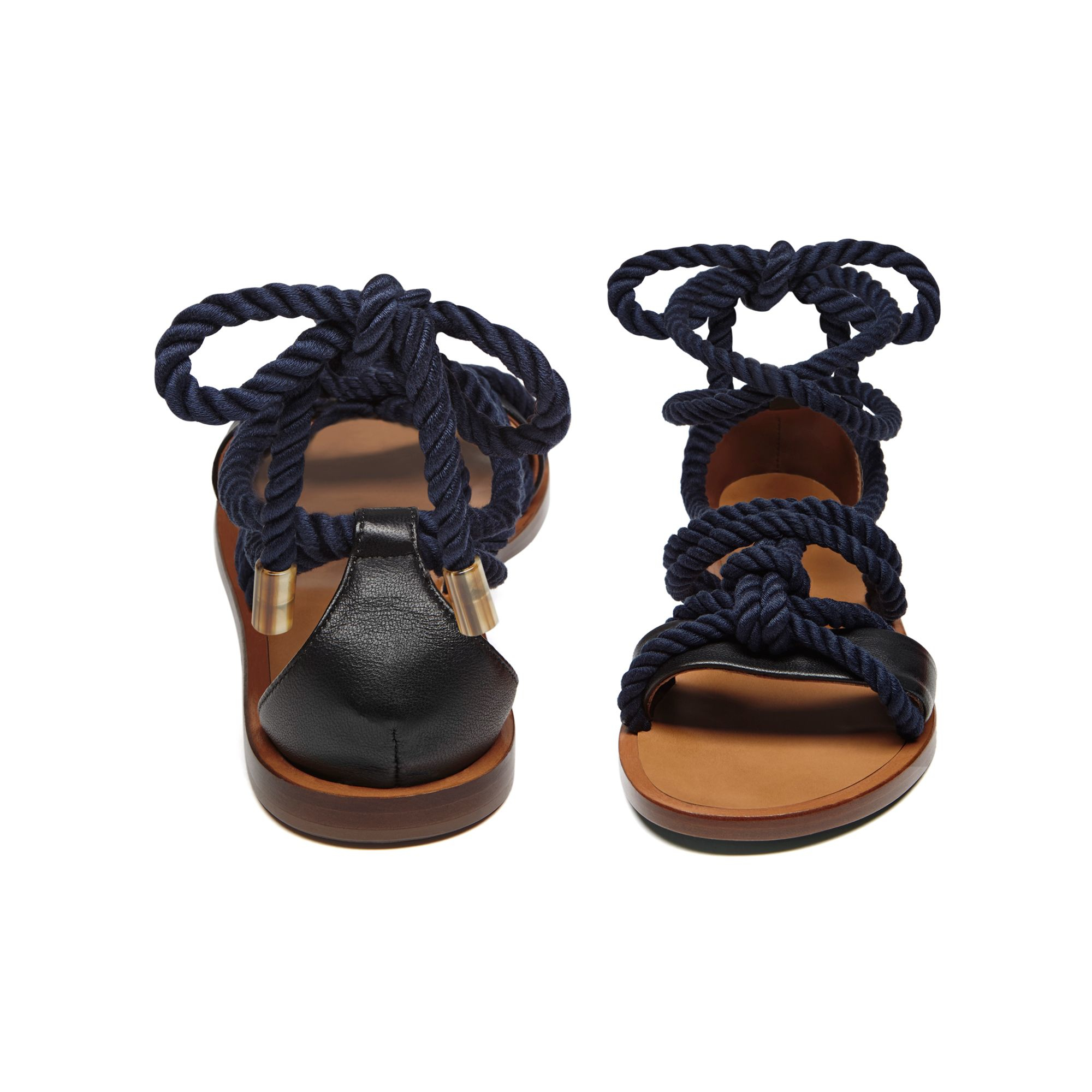 Mulberry Cotton Flat Rope Sandal in Black - Lyst