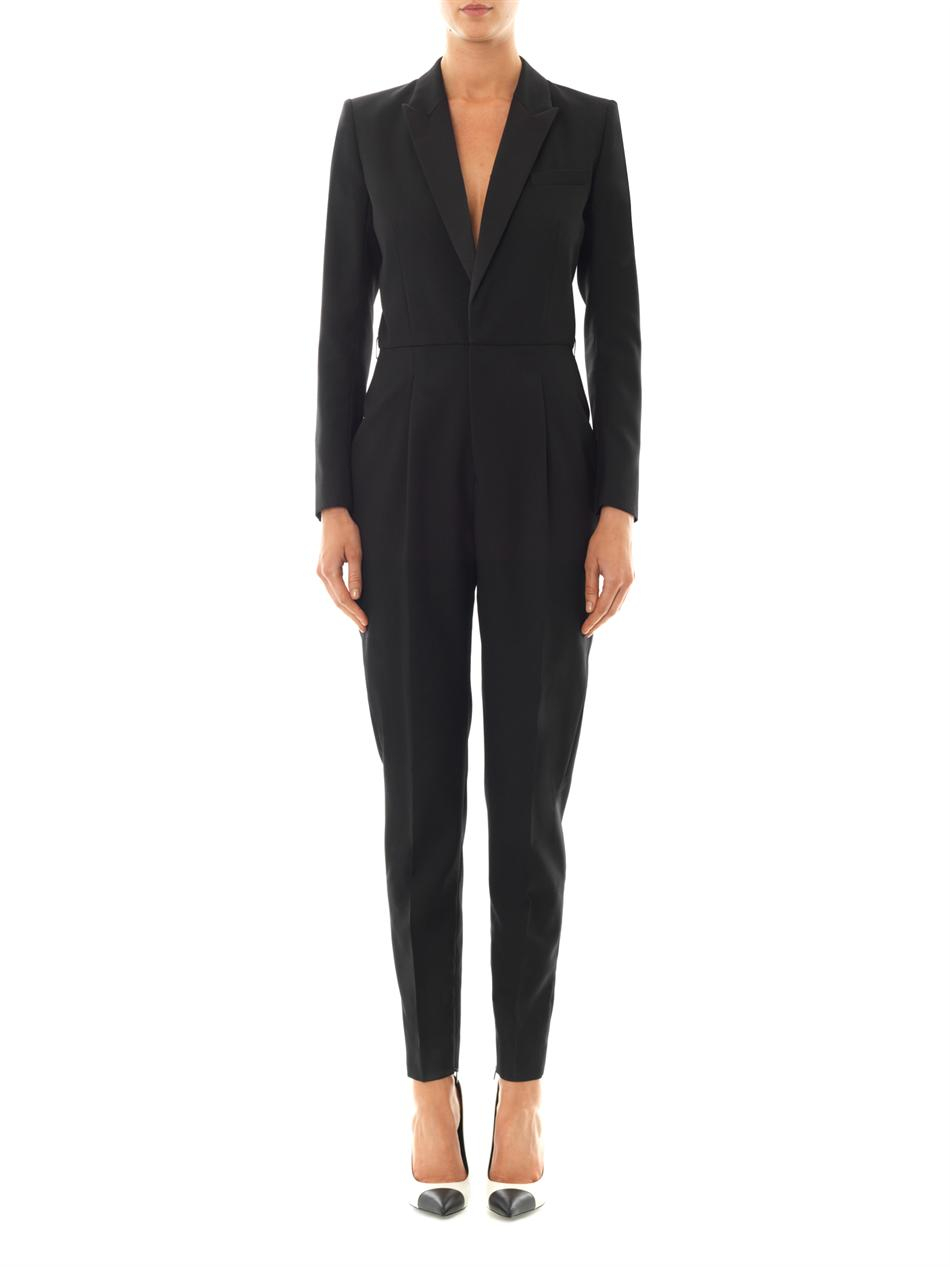 Lyst - Saint laurent Woolgabardine Tuxedo Jumpsuit in Black