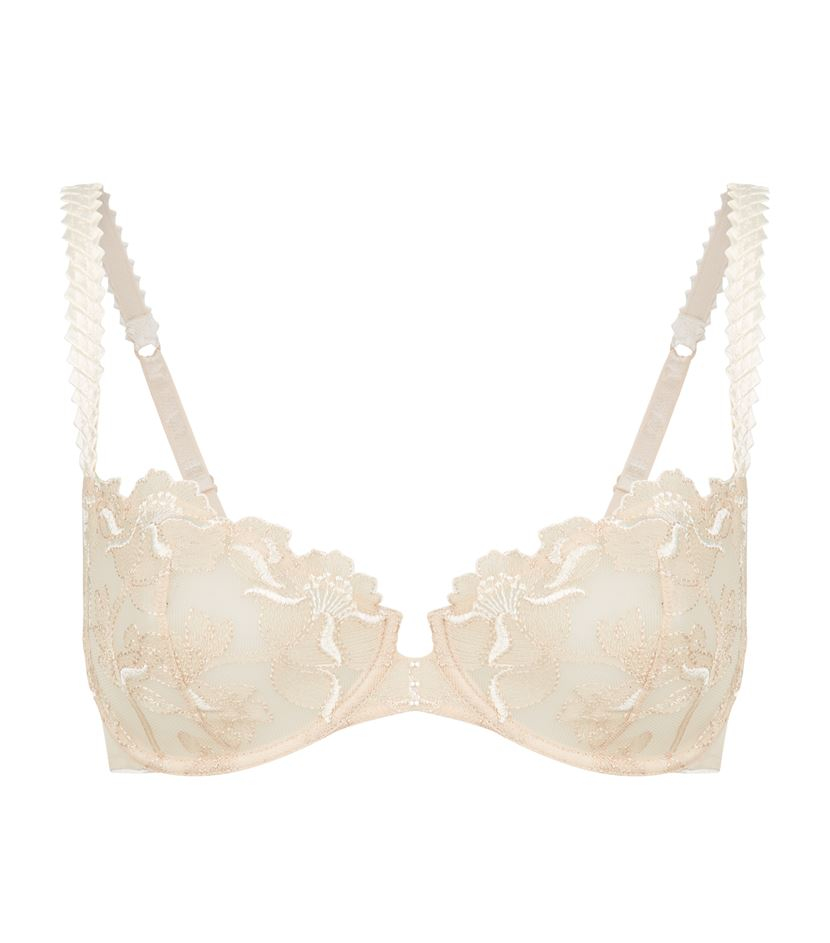 Lejaby Embroidered Demi Cup Bra in Beige | Lyst