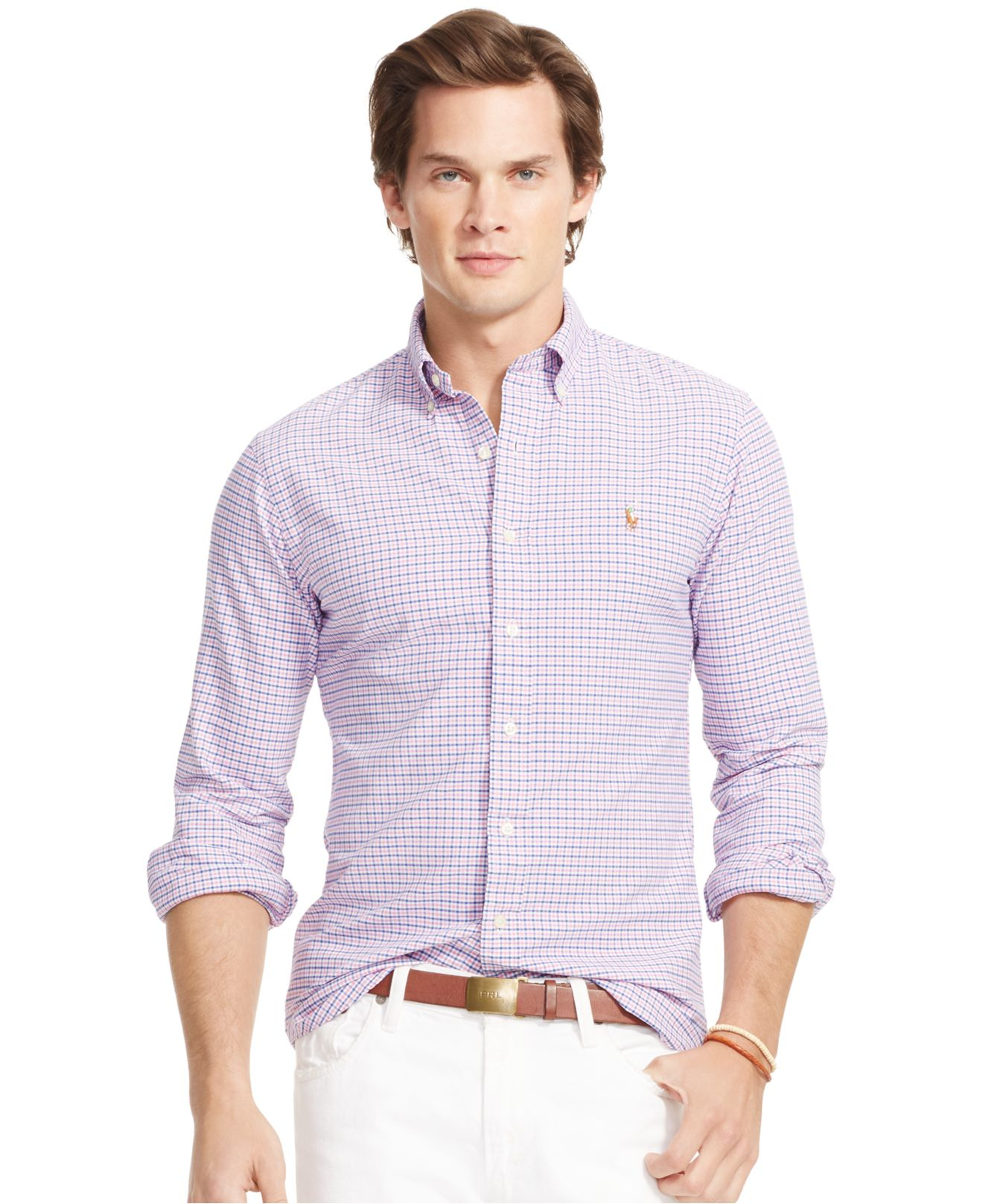 ralph lauren pink gingham men's shirt
