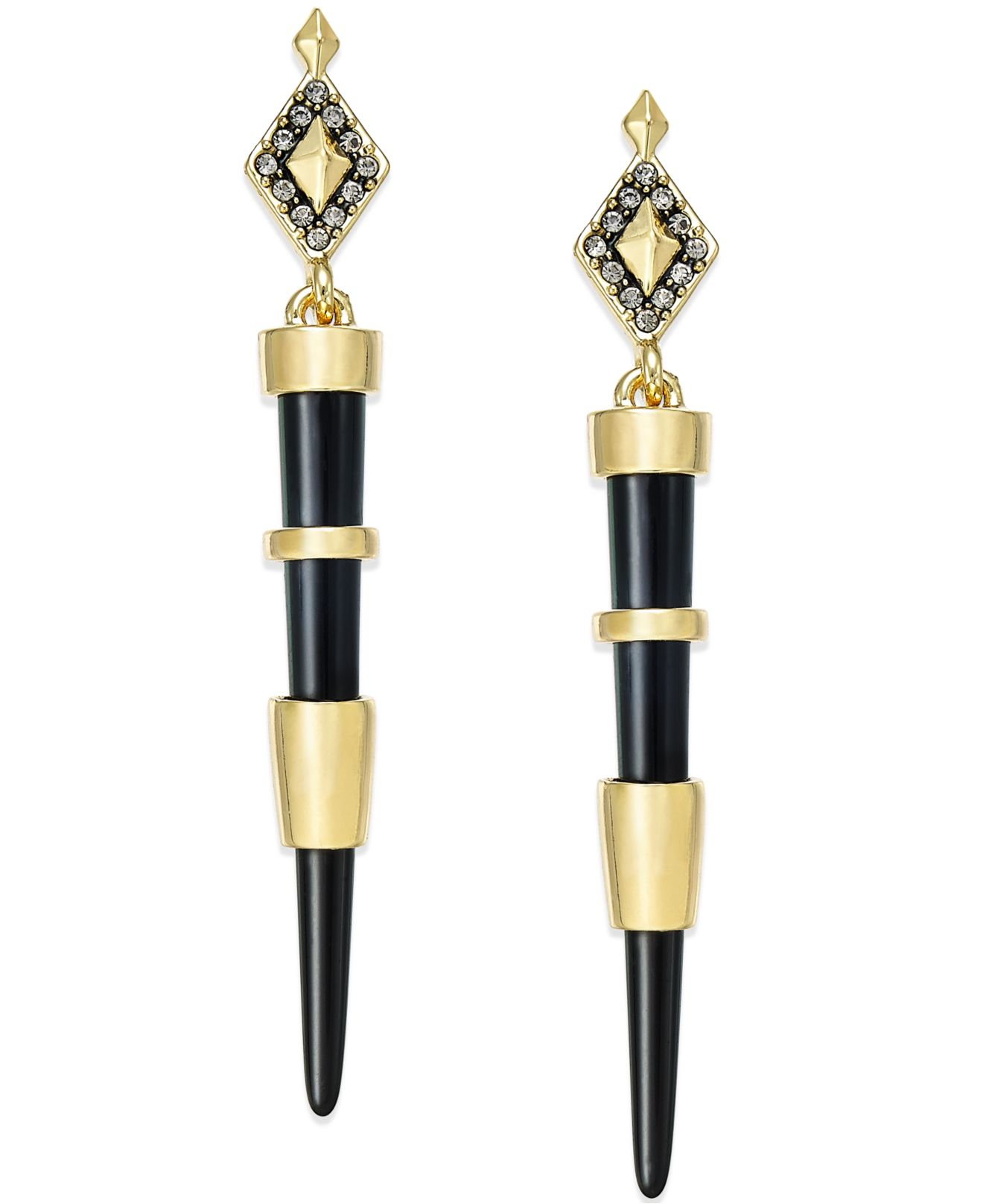 House Of Harlow 1960 Gold-tone Black Spike Pavé Drop Earrings in Gold ...