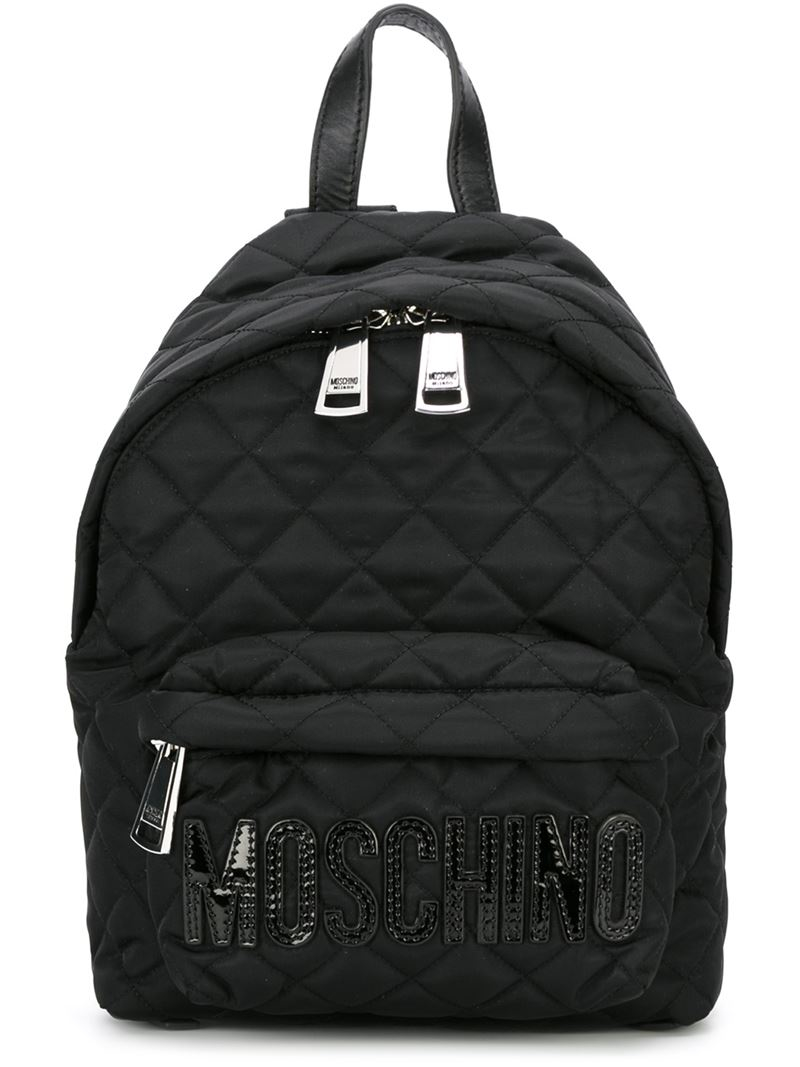 Download Moschino Small Quilted Backpack in Black - Lyst