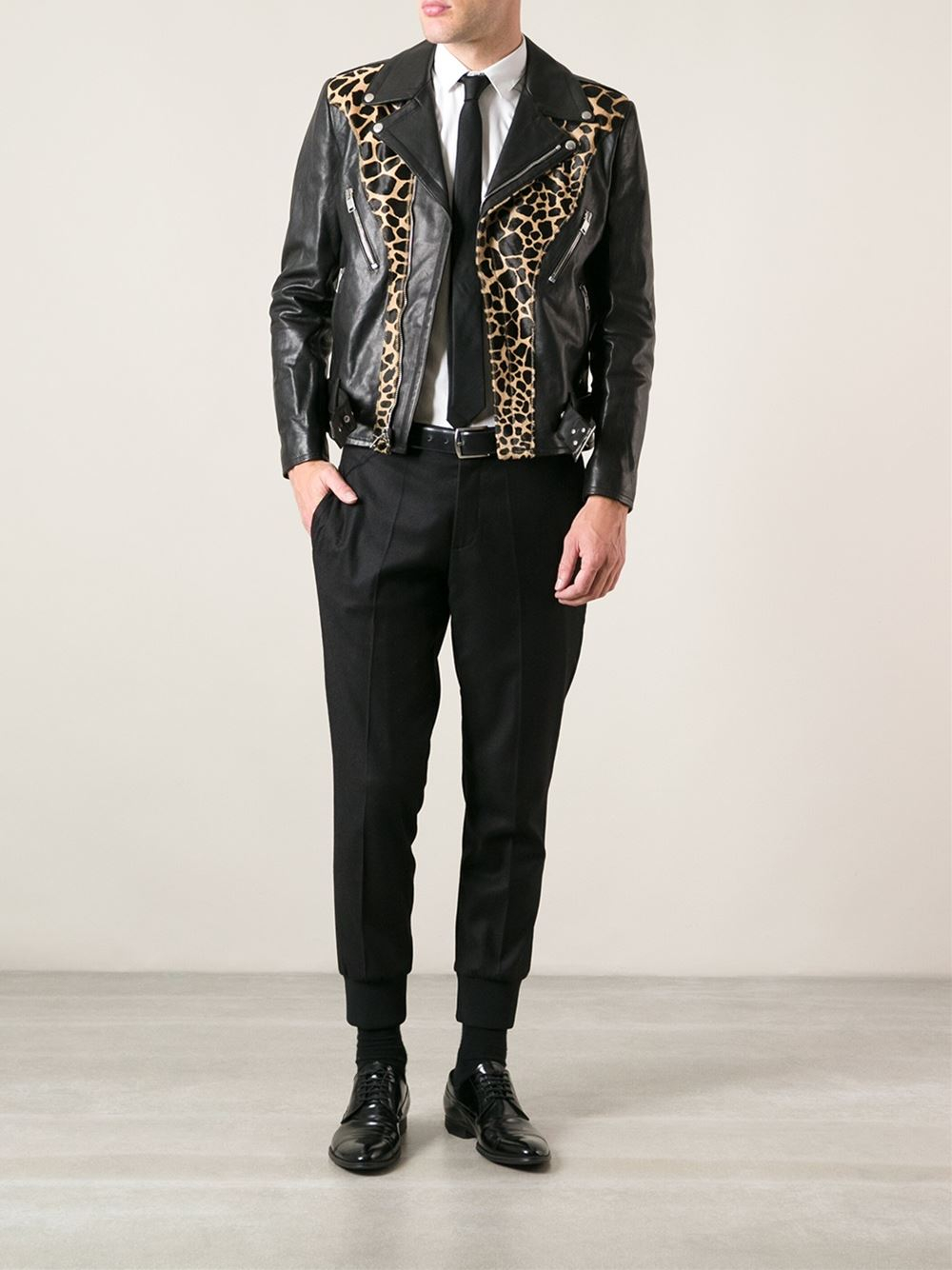 Biker Jacket Leopard Animal Print Leather 
