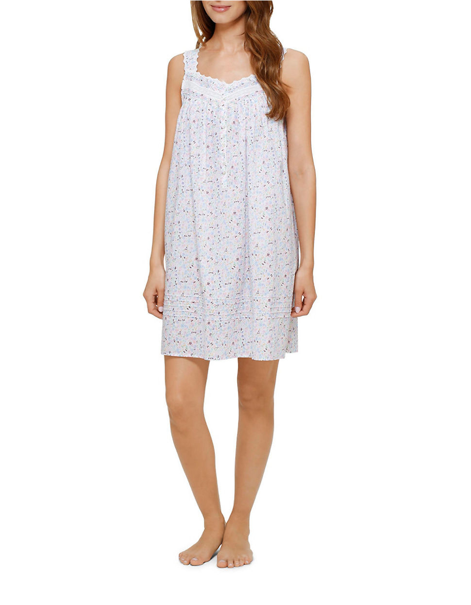 Eileen West Short Cotton Nightgown in Blue Lyst