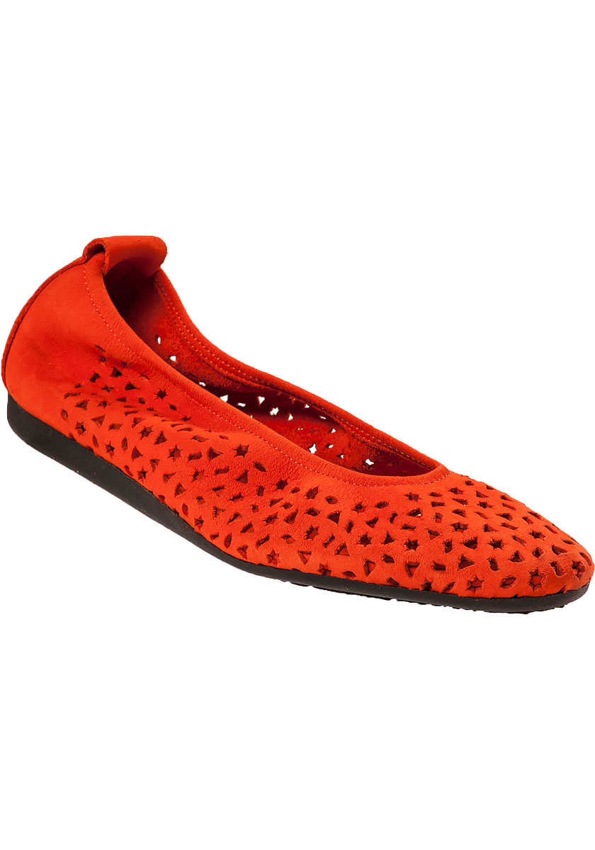 Arche Lilly Perforated-Suede Ballet Flats in Orange Suede (Orange) - Lyst
