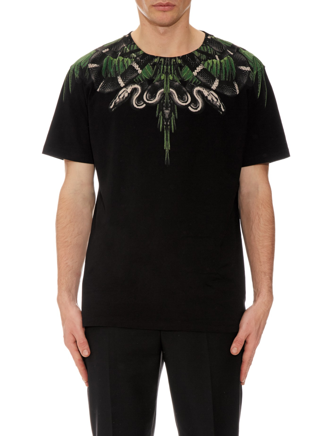 Marcelo Burlon Moa Printed Cotton-jersey T-shirt in Black ...