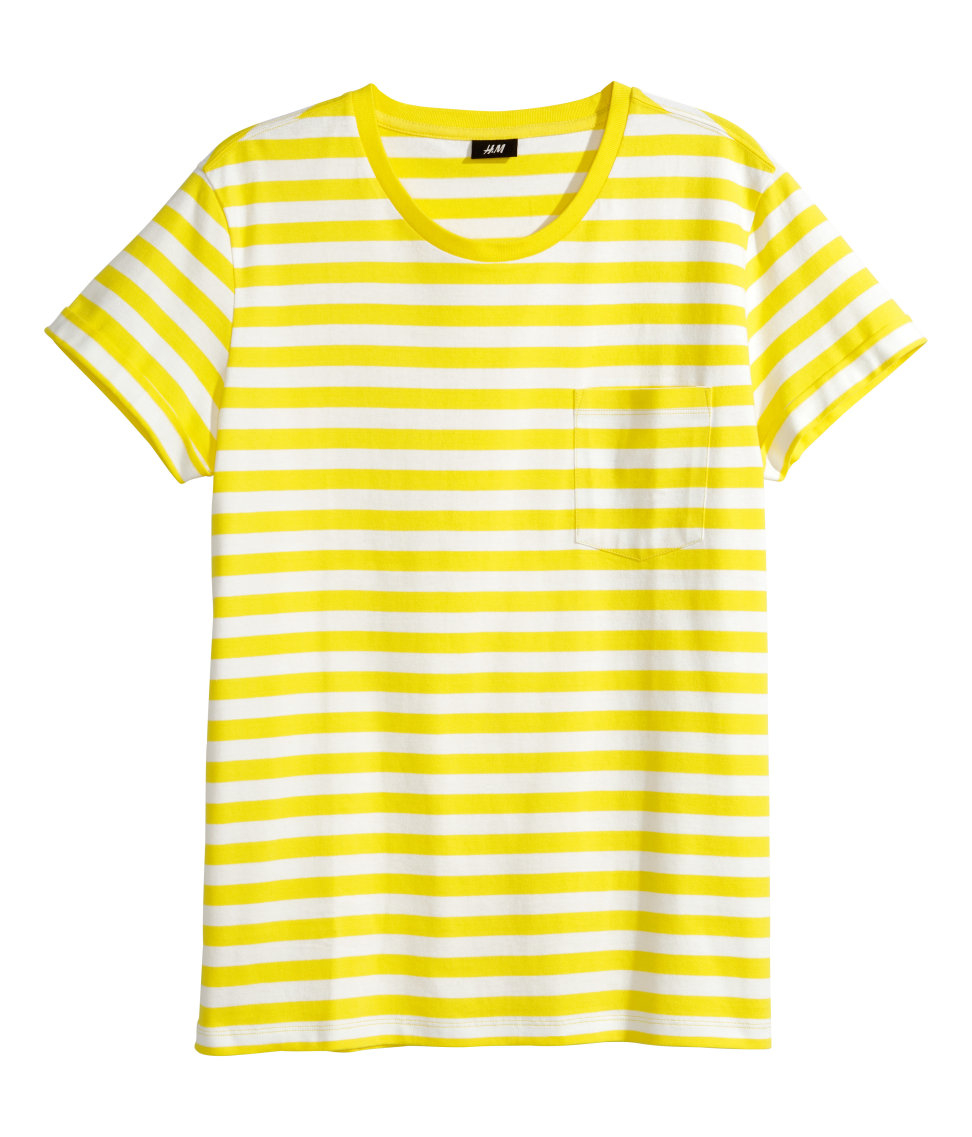 H&M Striped T-Shirt in Yellow for Men | Lyst