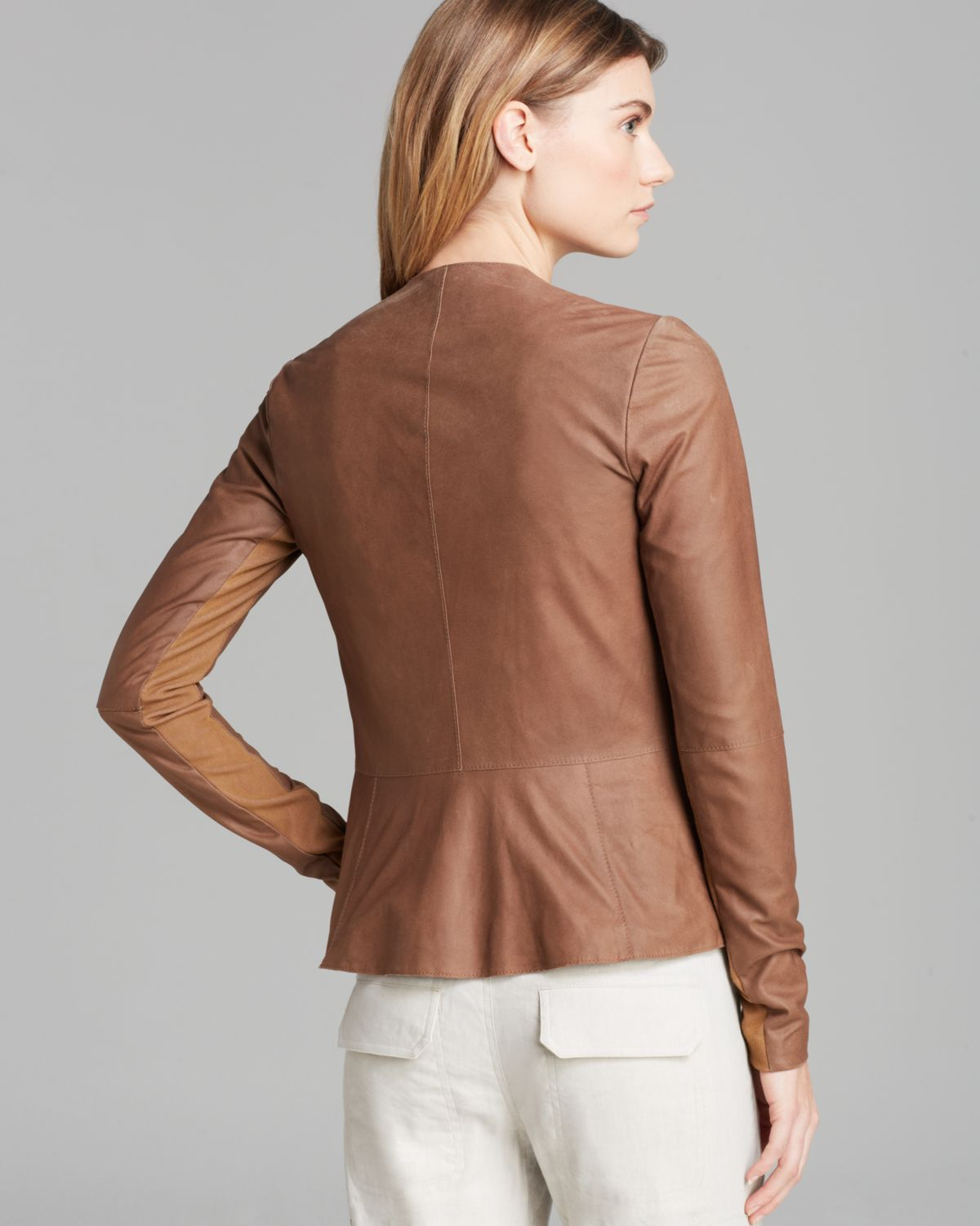 Vince Jacket Paper Leather Drape In Brown Lyst