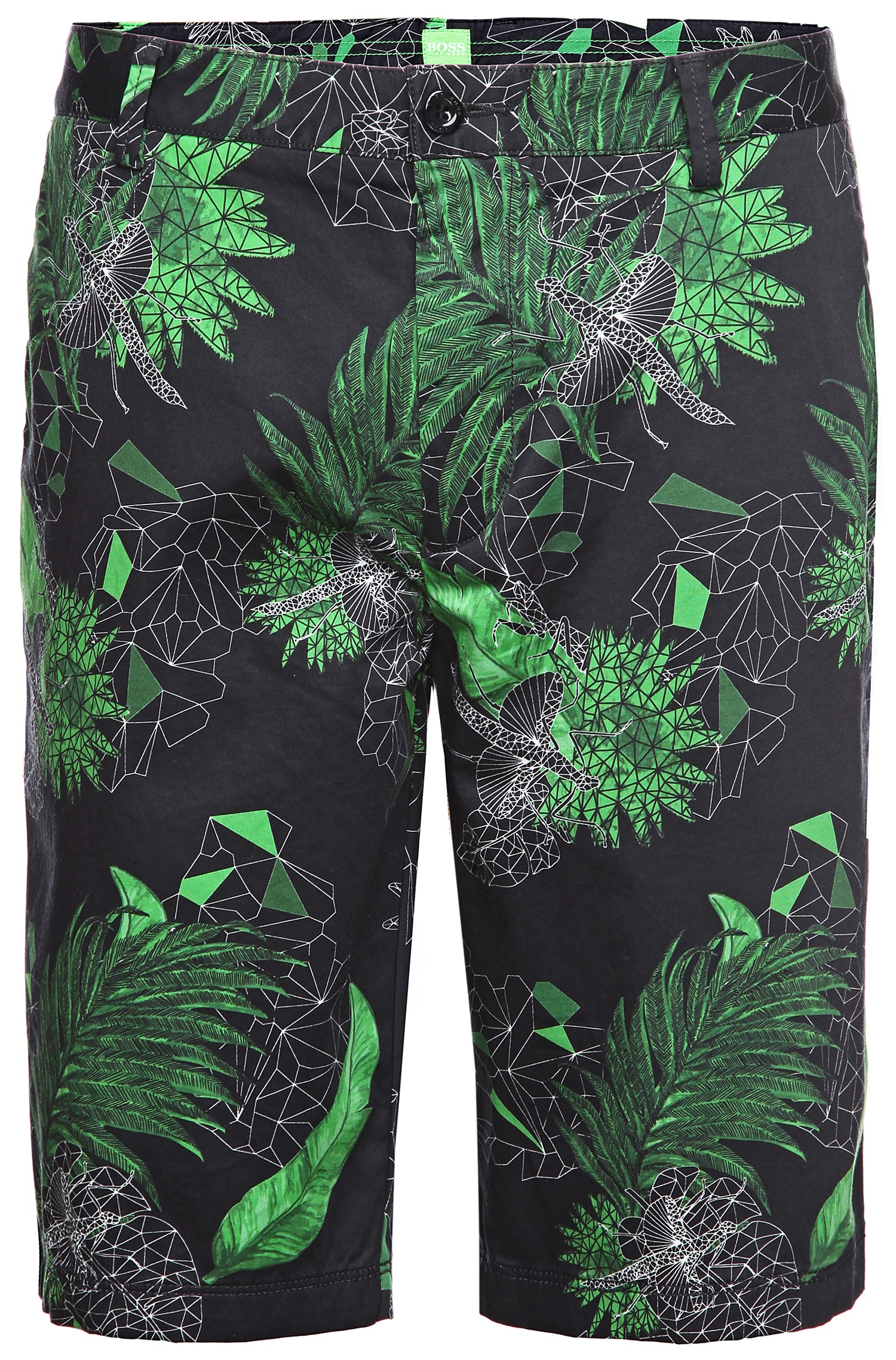 BOSS Green 'liem Print W' | Slim Fit, Stretch Cotton Shorts in Dark Blue ( Green) for Men - Lyst