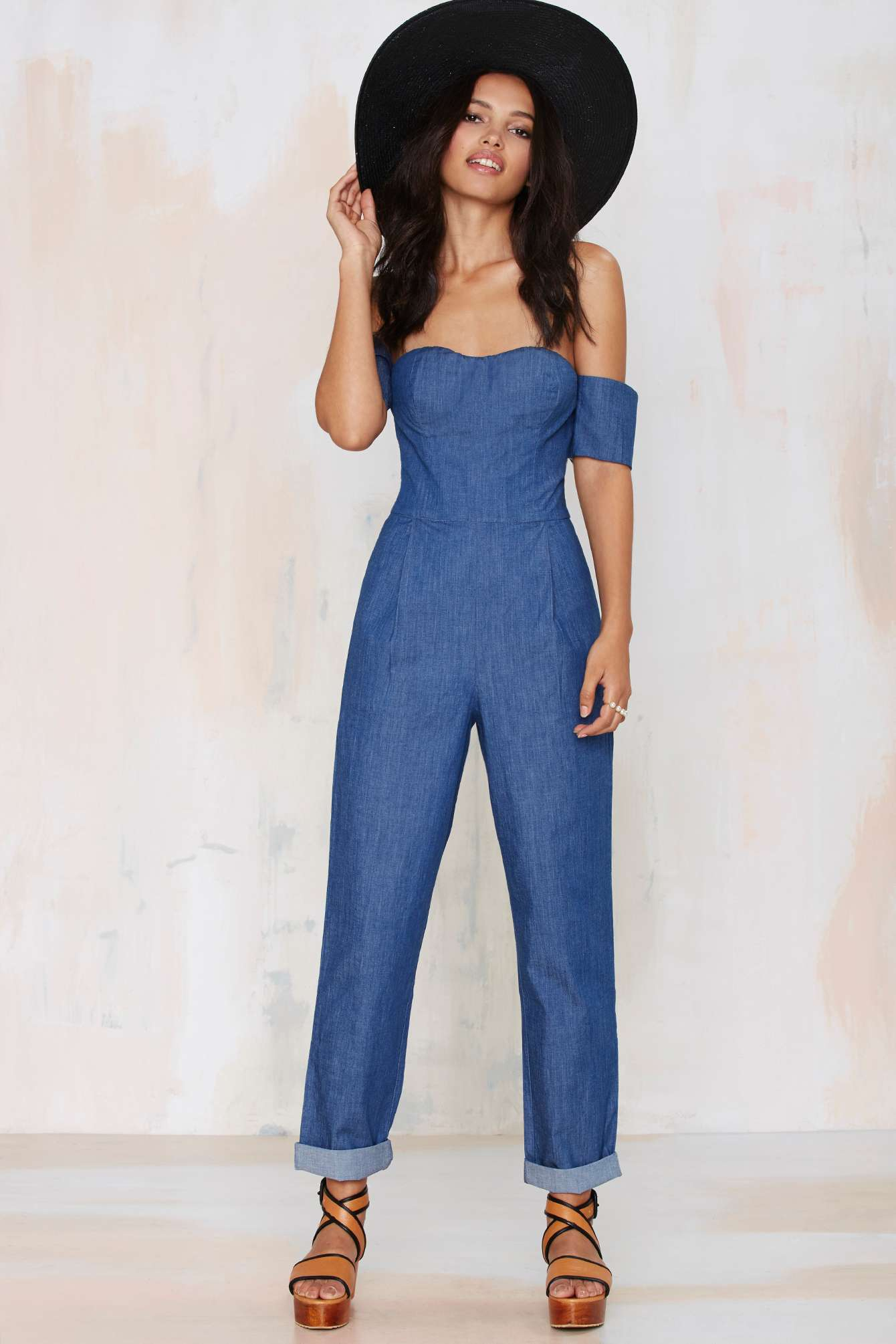 Line & Dot Set Sail Denim Jumpsuit in Blue | Lyst