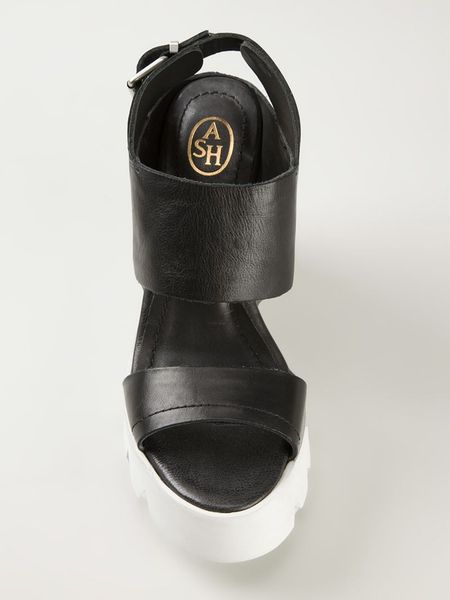 Ash Ridged Sole Wedge Sandals in Black | Lyst