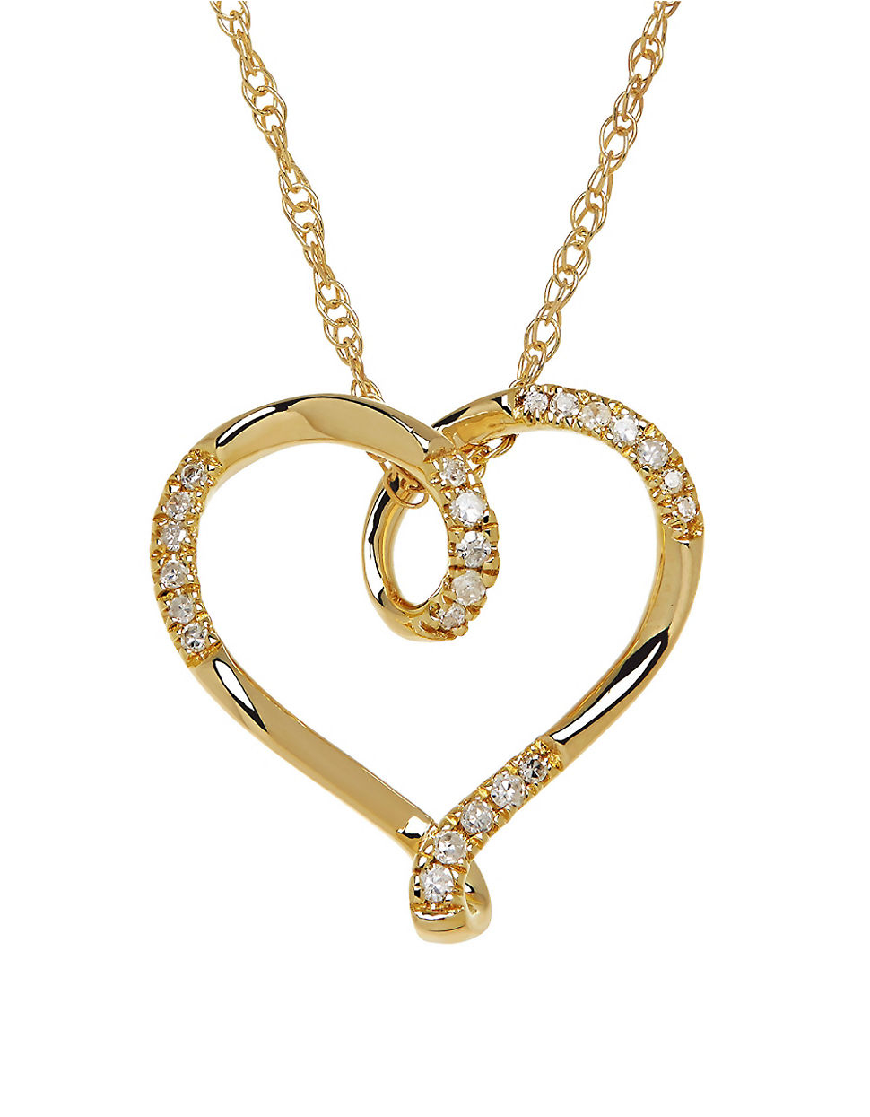 Lyst Lord & Taylor Diamond And 14k Yellow Gold Heart Pendant Necklace