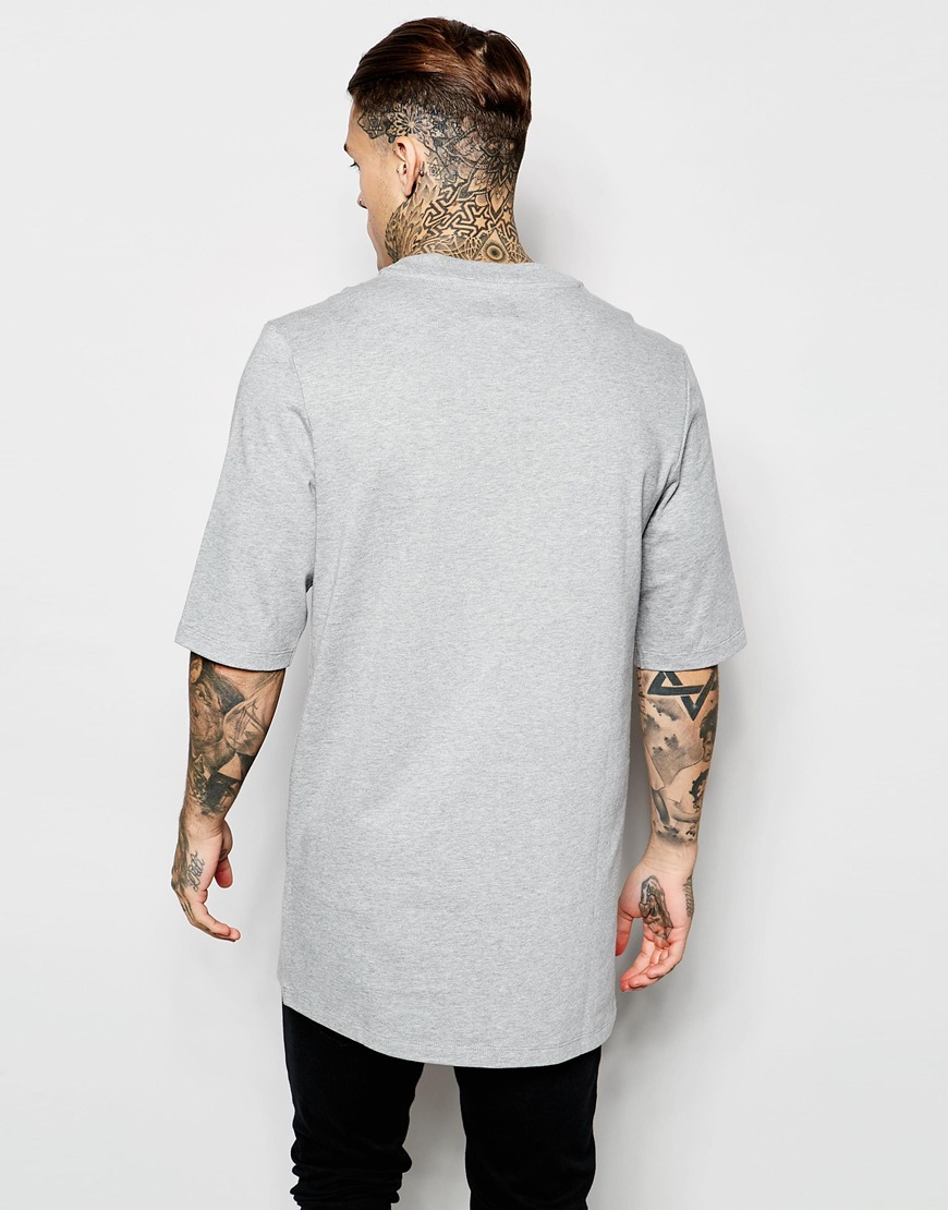 ASOS Super Longline T-shirt With Half Sleeve And High Neck With Seam Detail  in Gray for Men | Lyst