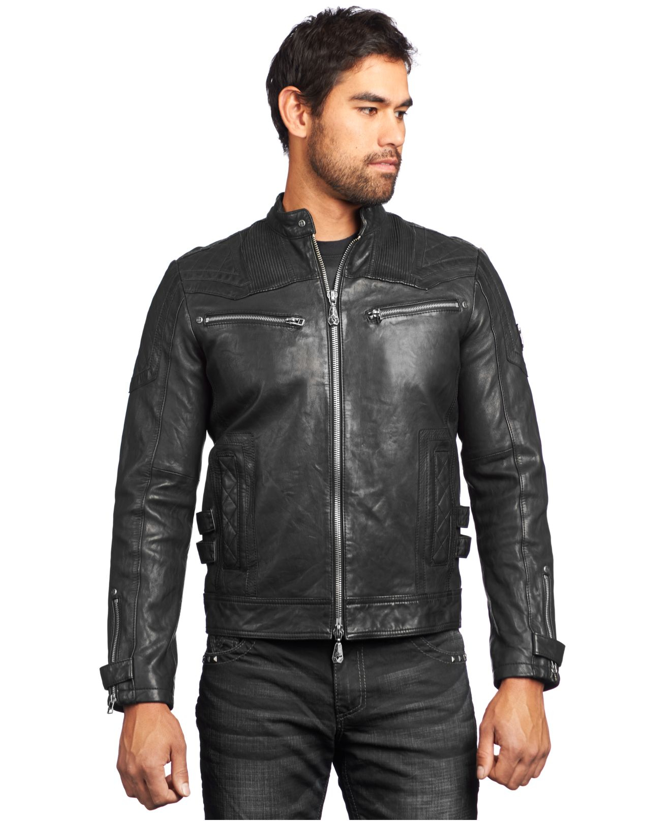 Affliction On Fire Leather Jacket in Black for Men | Lyst