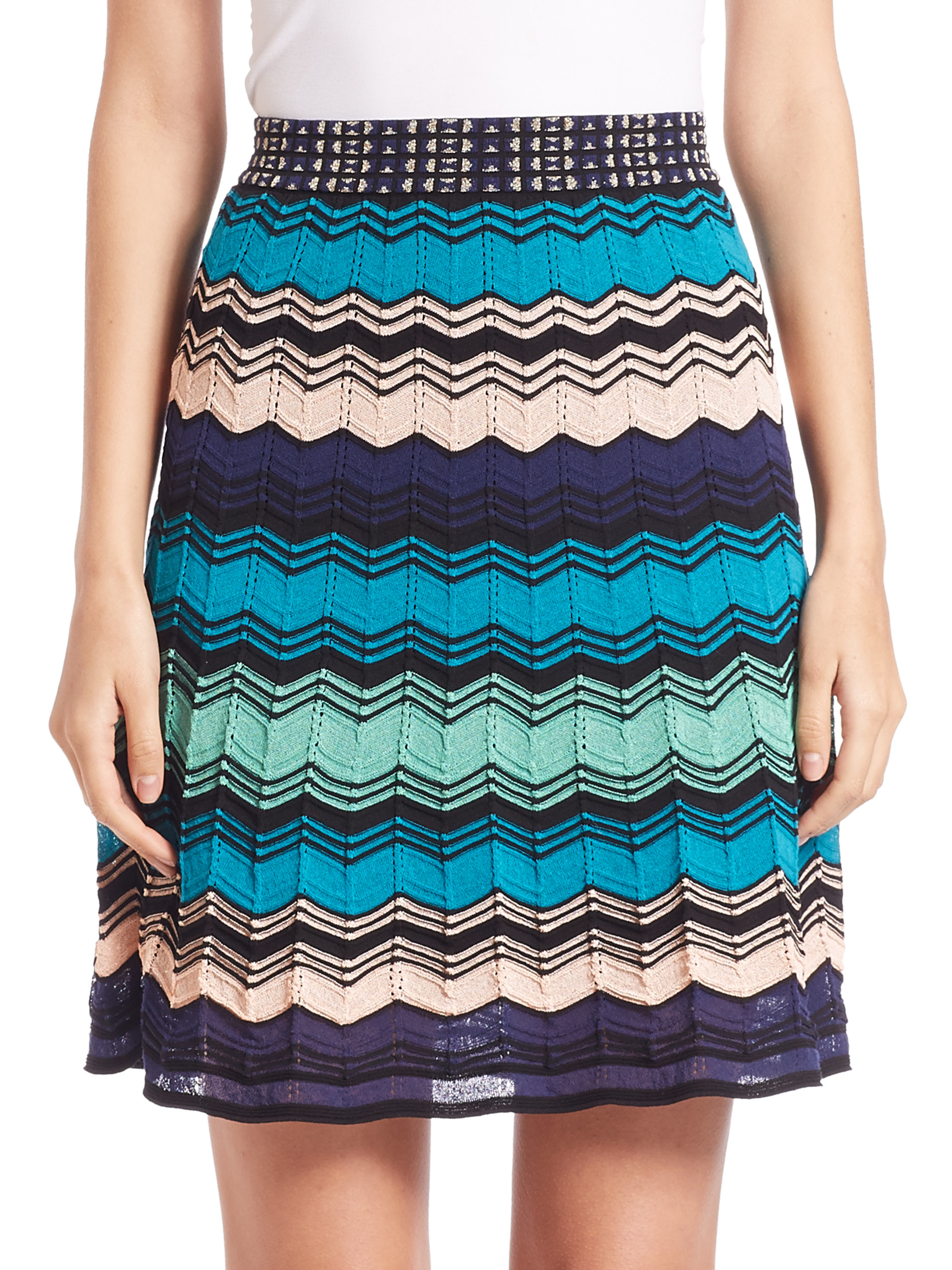Lyst - M Missoni Zigzag Mini-striped Skirt in Blue