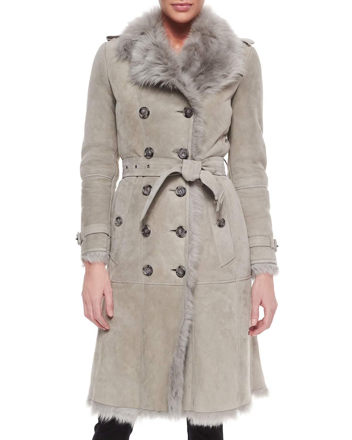 burberry shearling trench coat