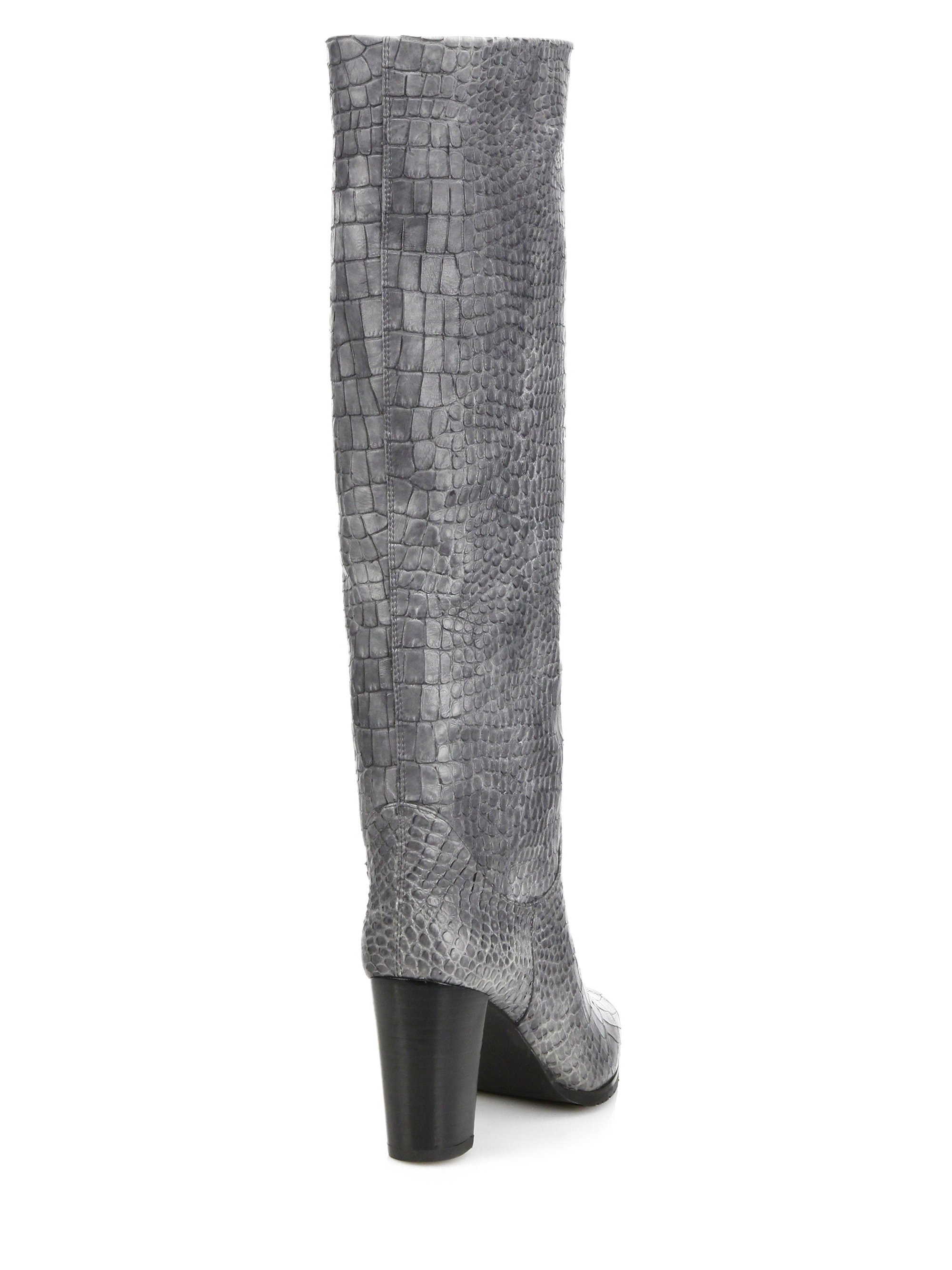 nikitta croc embossed knee high boot