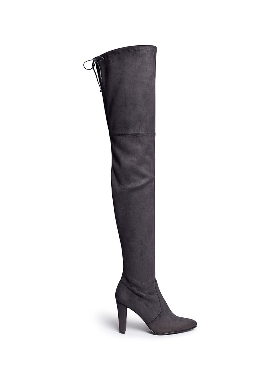 Stuart Weitzman 'all Legs' Stretch Suede Thigh High Boots in Gray | Lyst