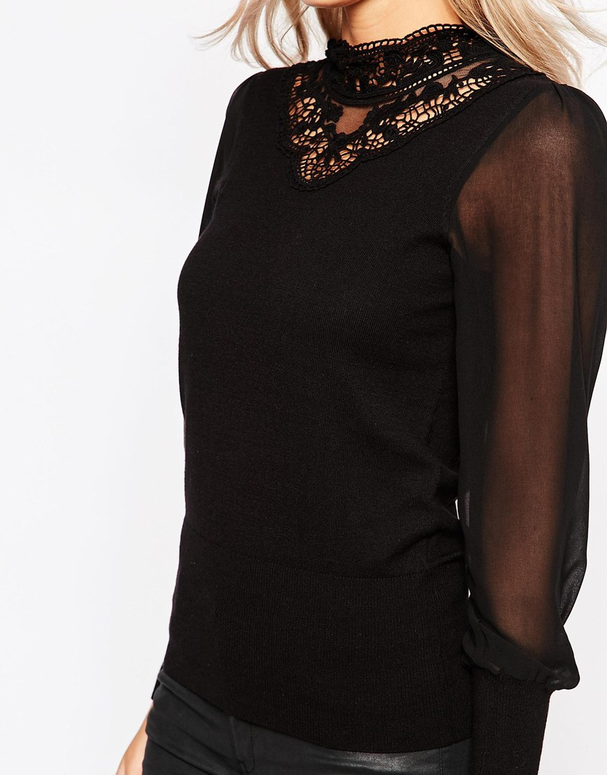 black top chiffon sleeves