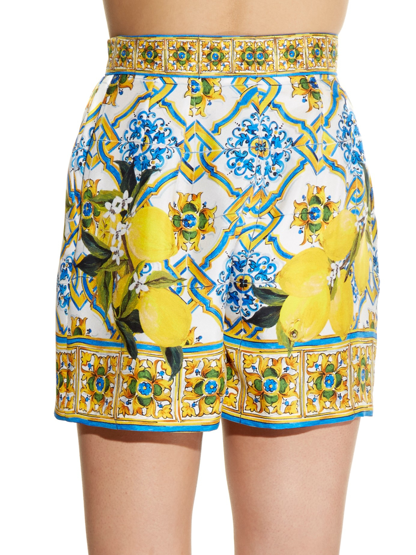 Dolce & Gabbana Silk Majolica And Lemon-print Shorts - Lyst