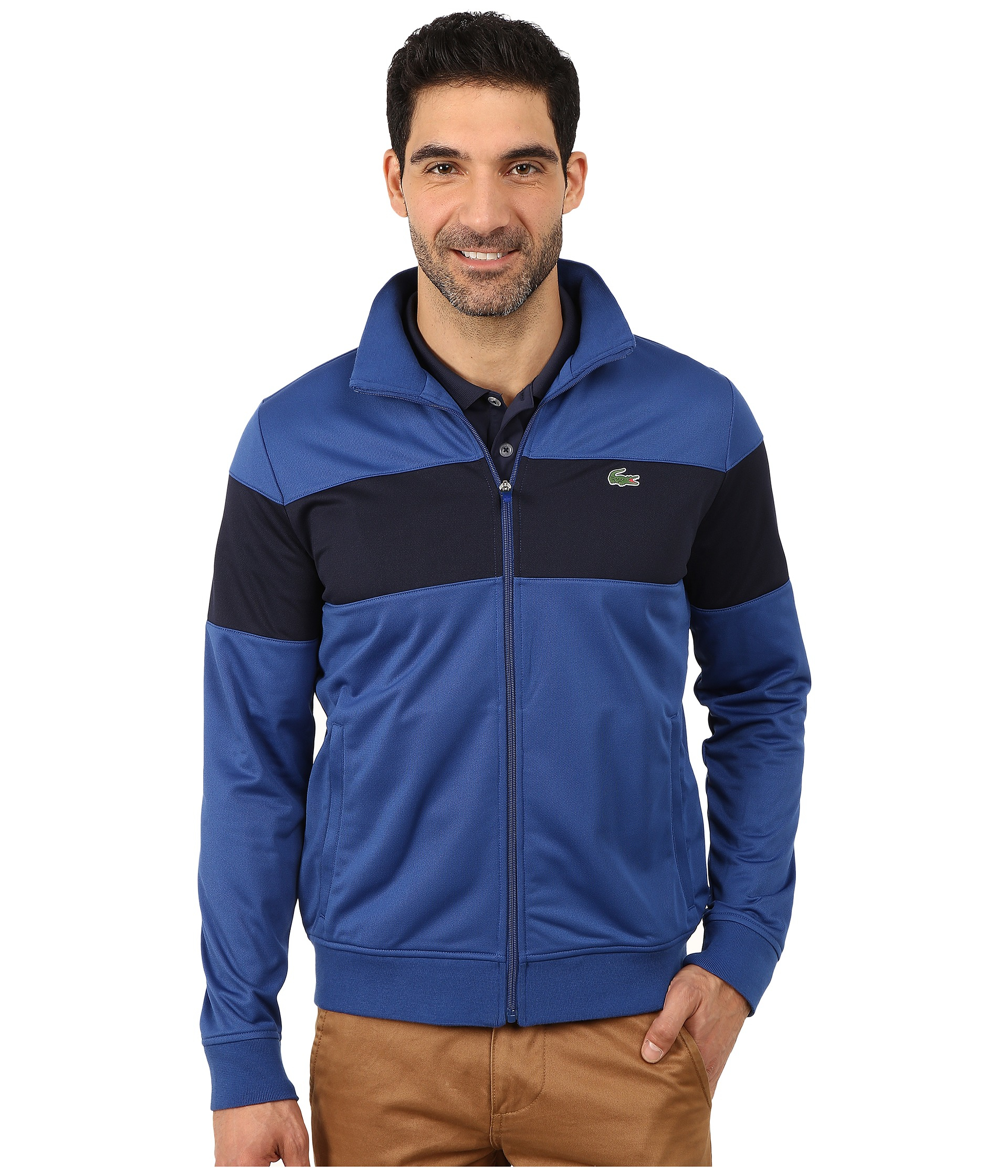 Lacoste Synthetic Sport Track Jacket With Bold Chest Stripe in Blue for Men  - Lyst