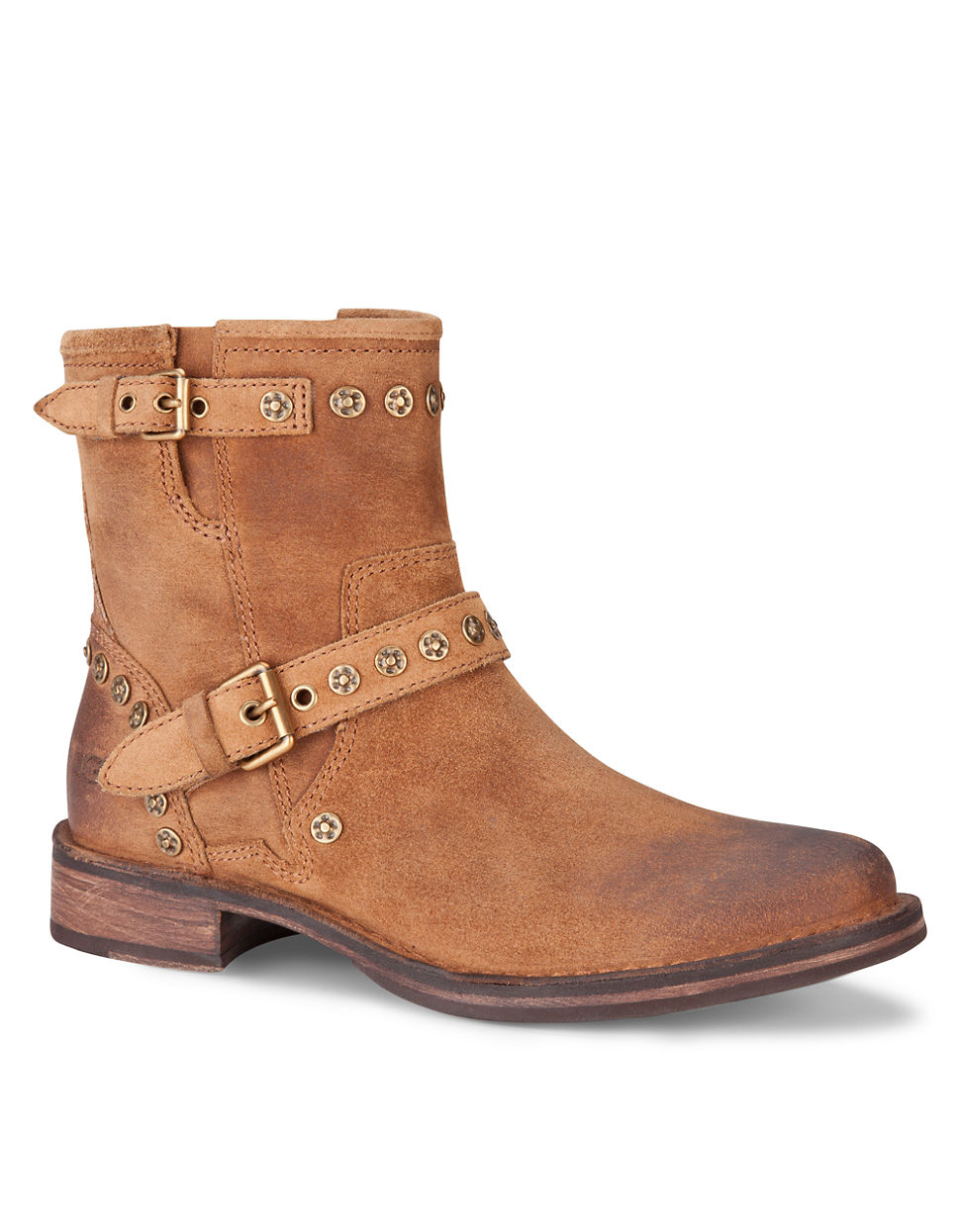 UGG Ladies Studded Suede Ankle Boots in Brown - Lyst