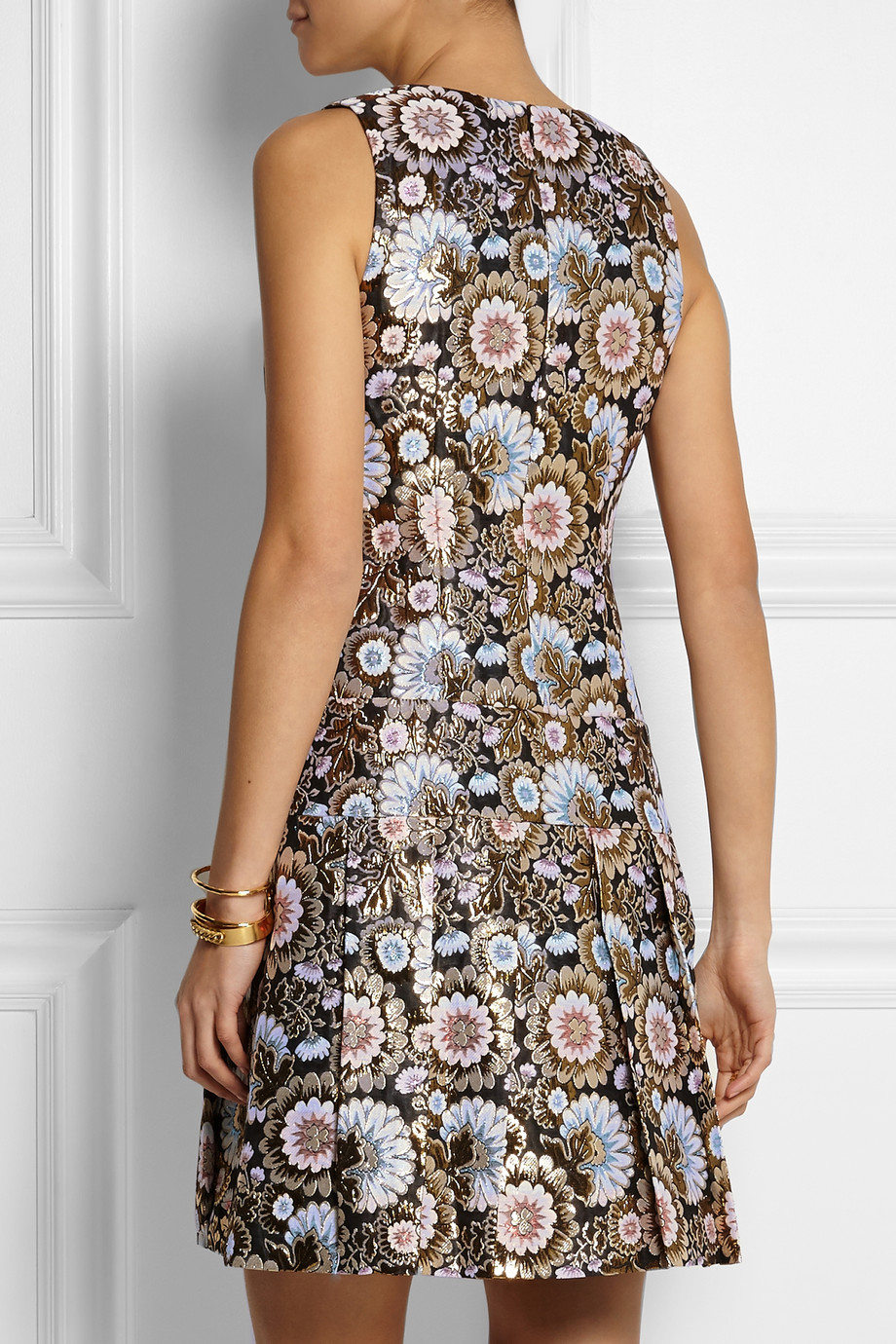 J.Crew Collection Metallic Floral-Jacquard Dress in Black - Lyst