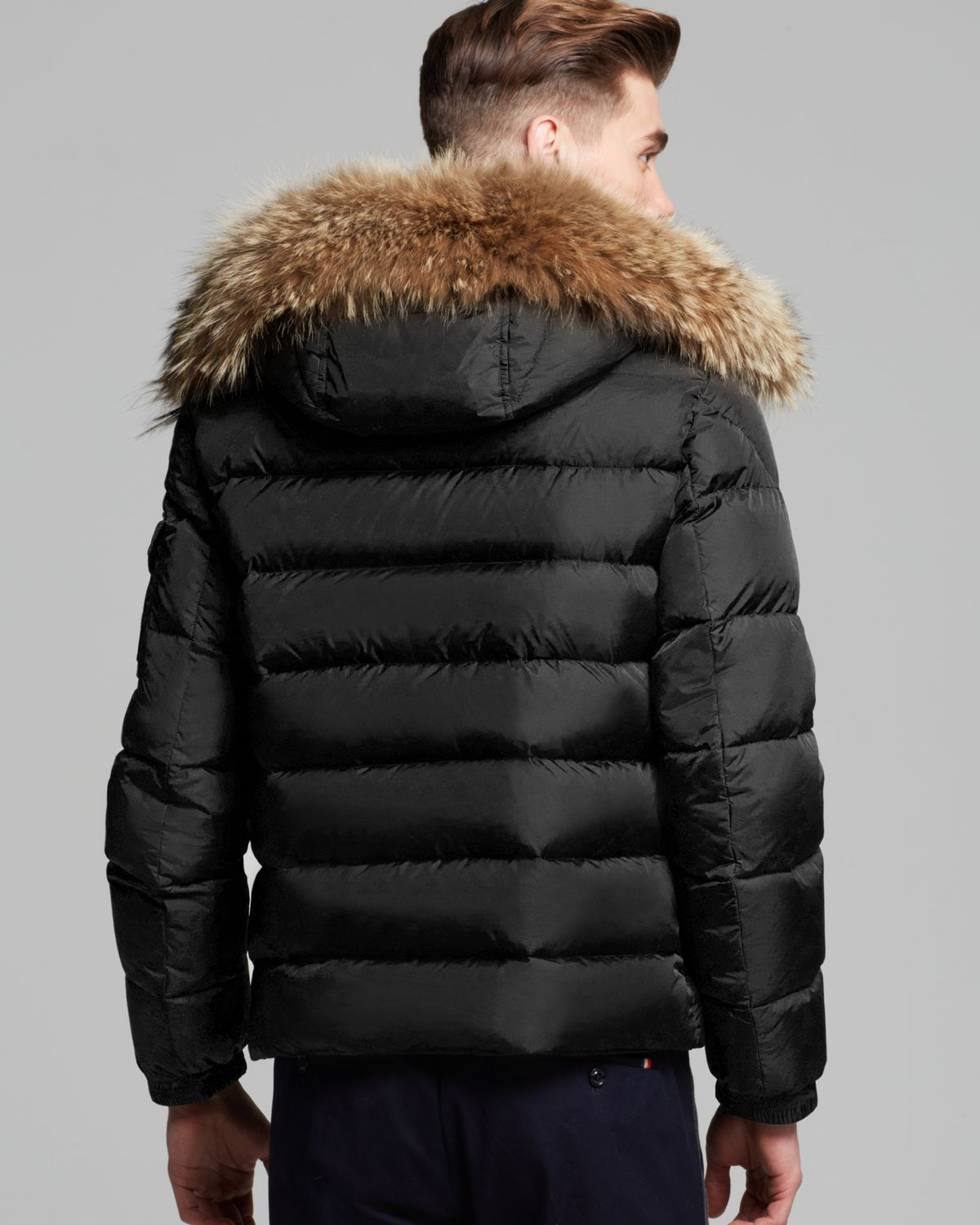 black moncler fur hood