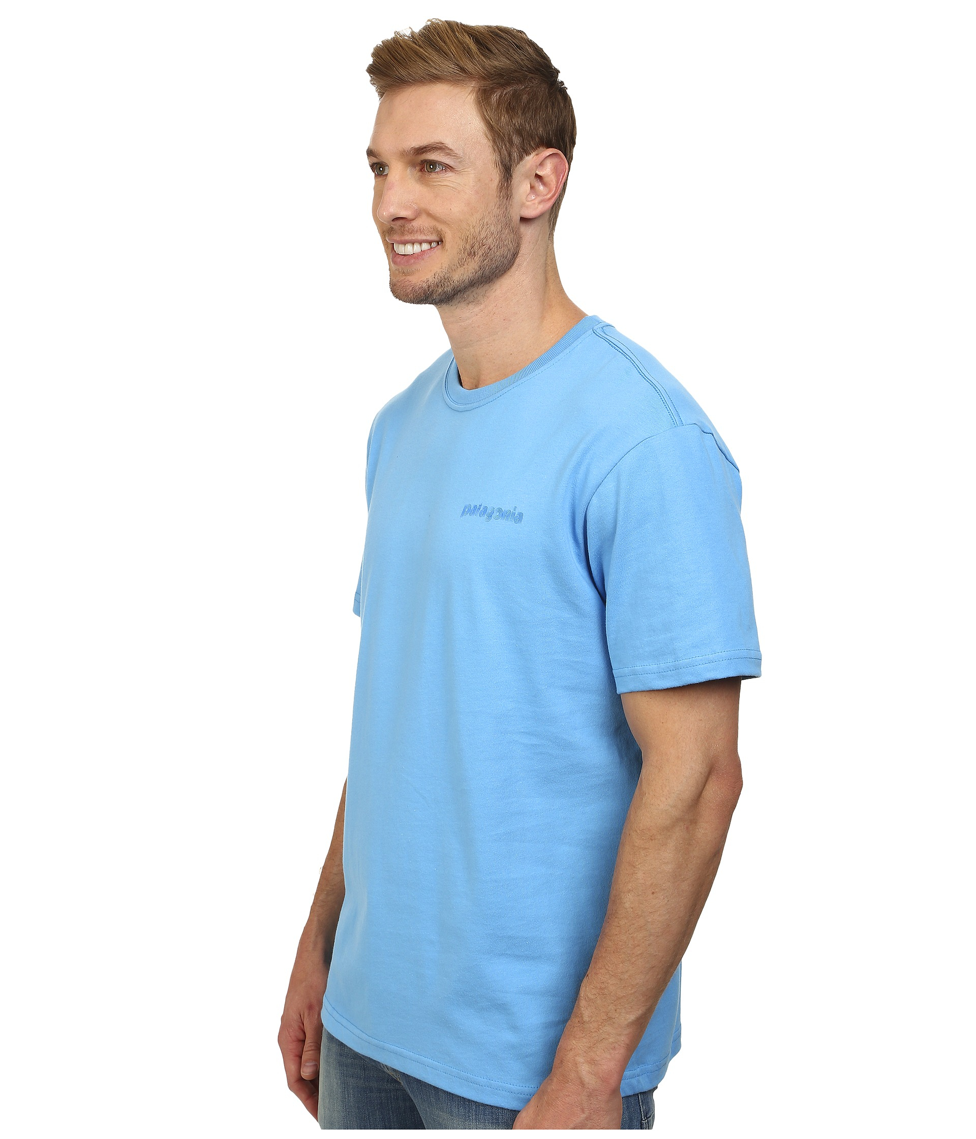 light blue patagonia t shirt