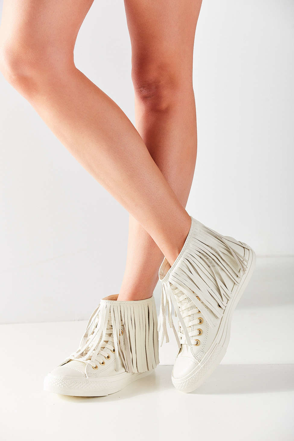 Converse Leather Chuck Taylor All Star Fringe Sneaker in White (Natural) |  Lyst