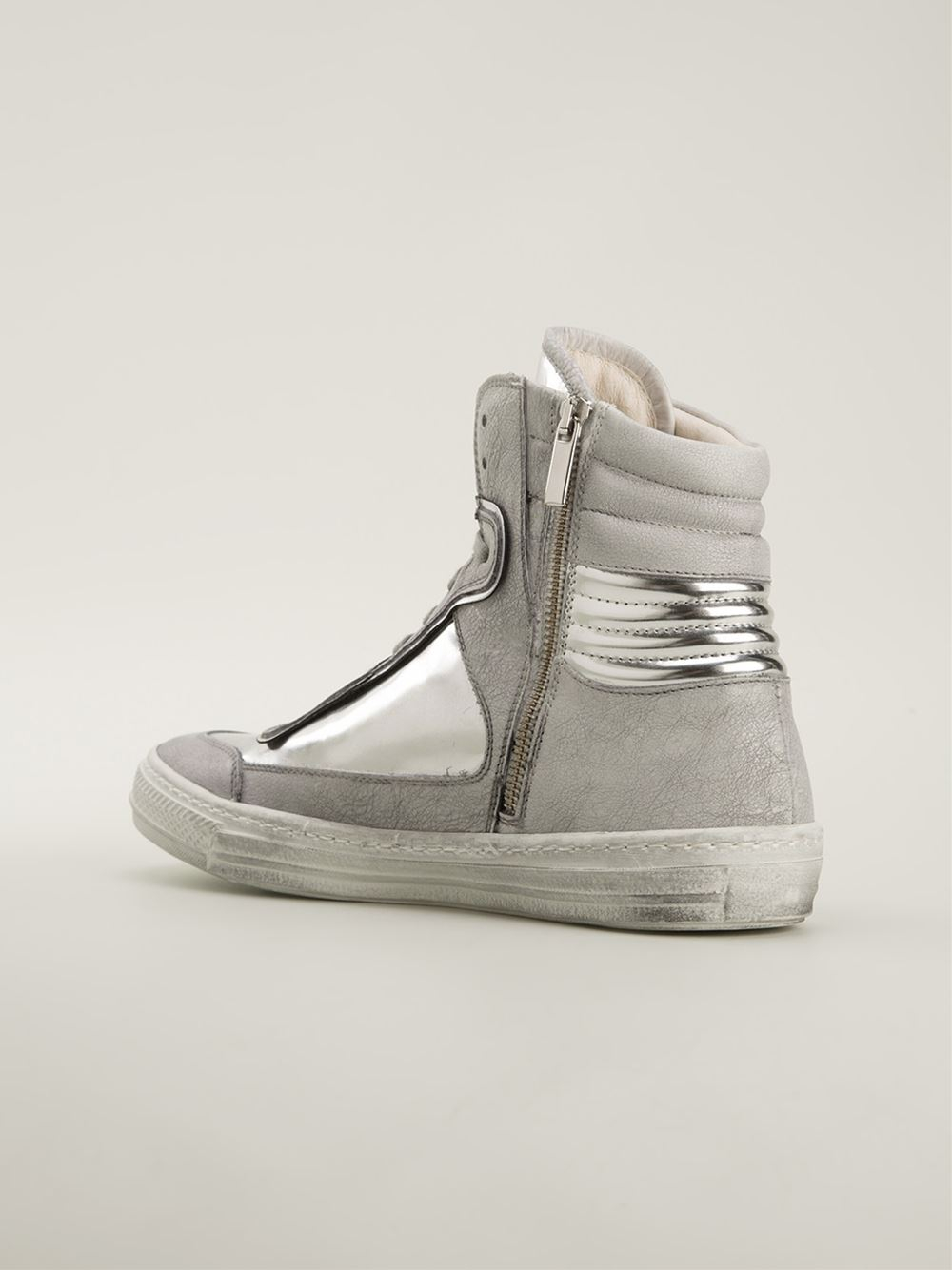 Diesel Black Gold Metallic Hi-Top Sneakers for Men | Lyst