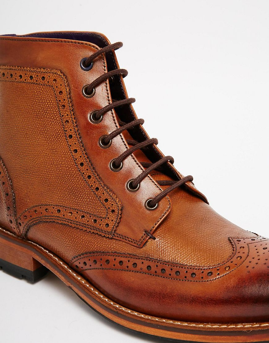Ted Baker Leather Sealls Brogue Boots - Brown for Men | Lyst