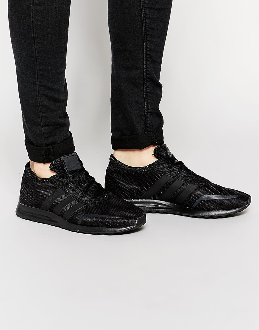 black adidas leather trainers