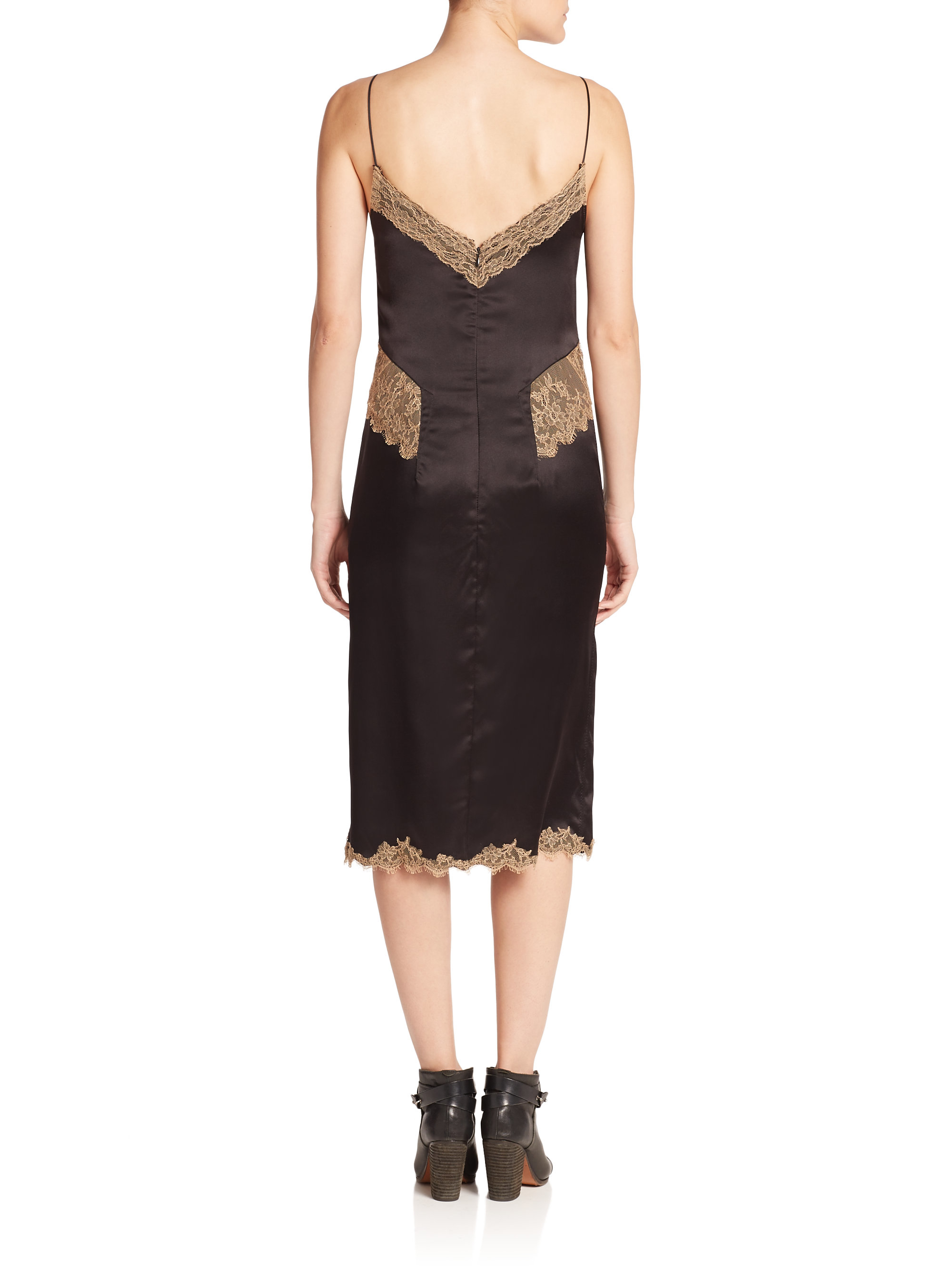 Rag & Bone Izabella Lacetrim Silk Dress in Brown Lyst