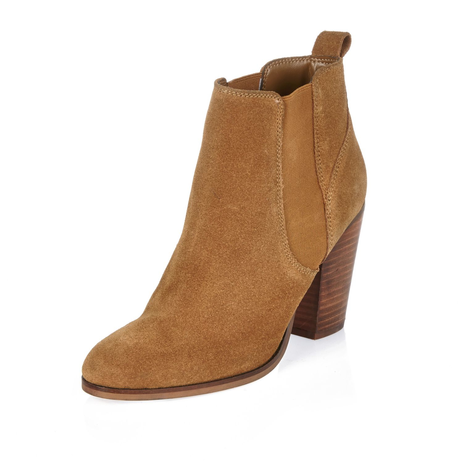 River Island Brown Suede Heeled Ankle 
