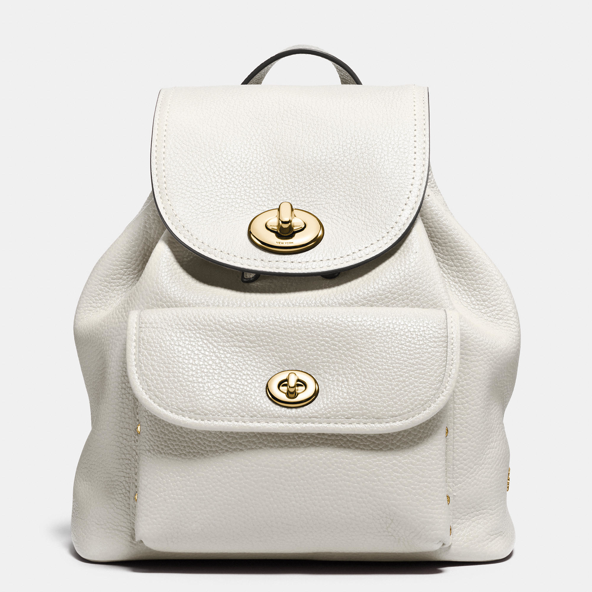COACH Mini Turnlock Rucksack In Pebble Leather in Light Gold/Chalk (White)  | Lyst