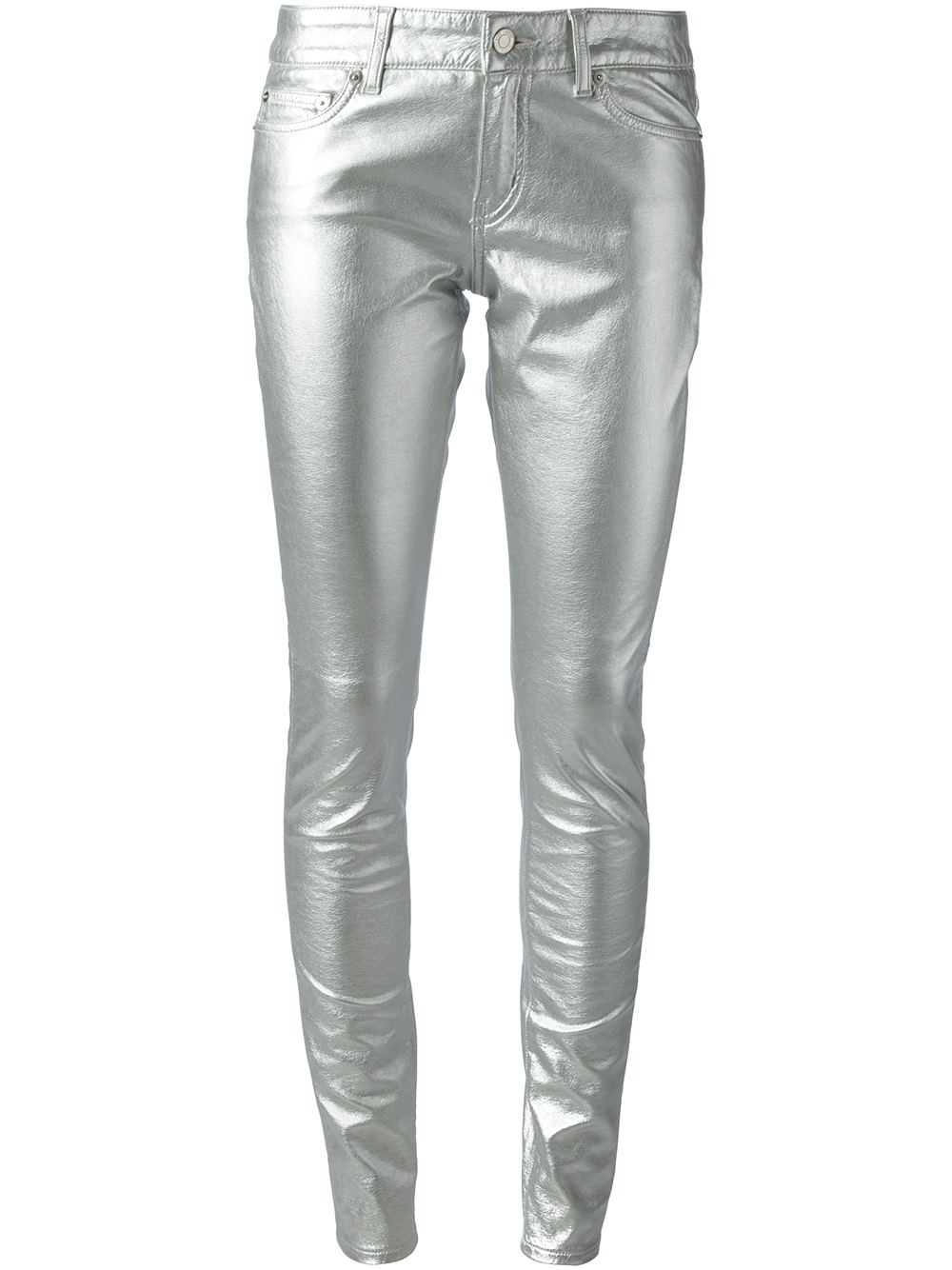 silver faux leather pants