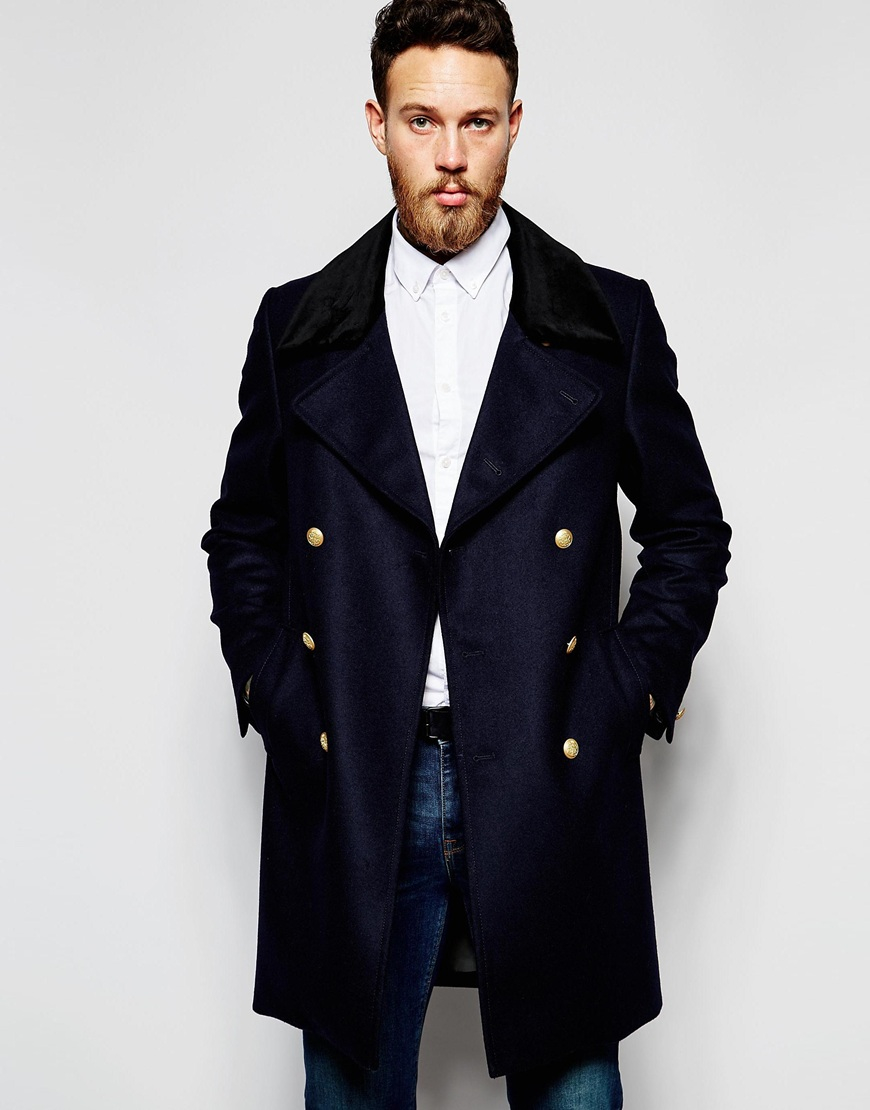 Navy coat with gold buttons clearance