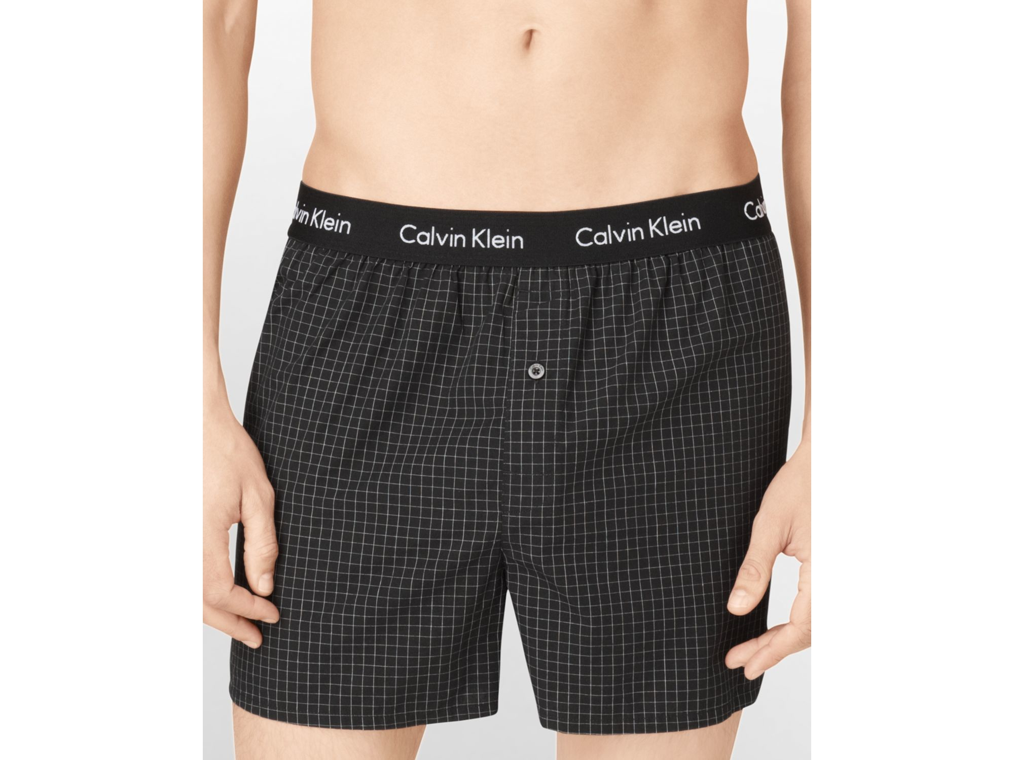 Calvin Klein Slim Fit Woven Plaid Boxer Shorts in Black for Men | Lyst