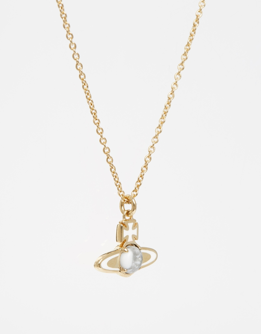Lyst - Vivienne Westwood Thin Flat Lines Orb Pendant Necklace in Metallic